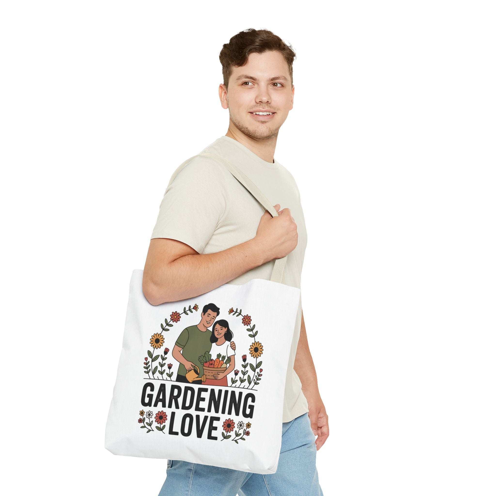 Gardening Love Tote Bag — Floral Couples Gardeners Market Bag