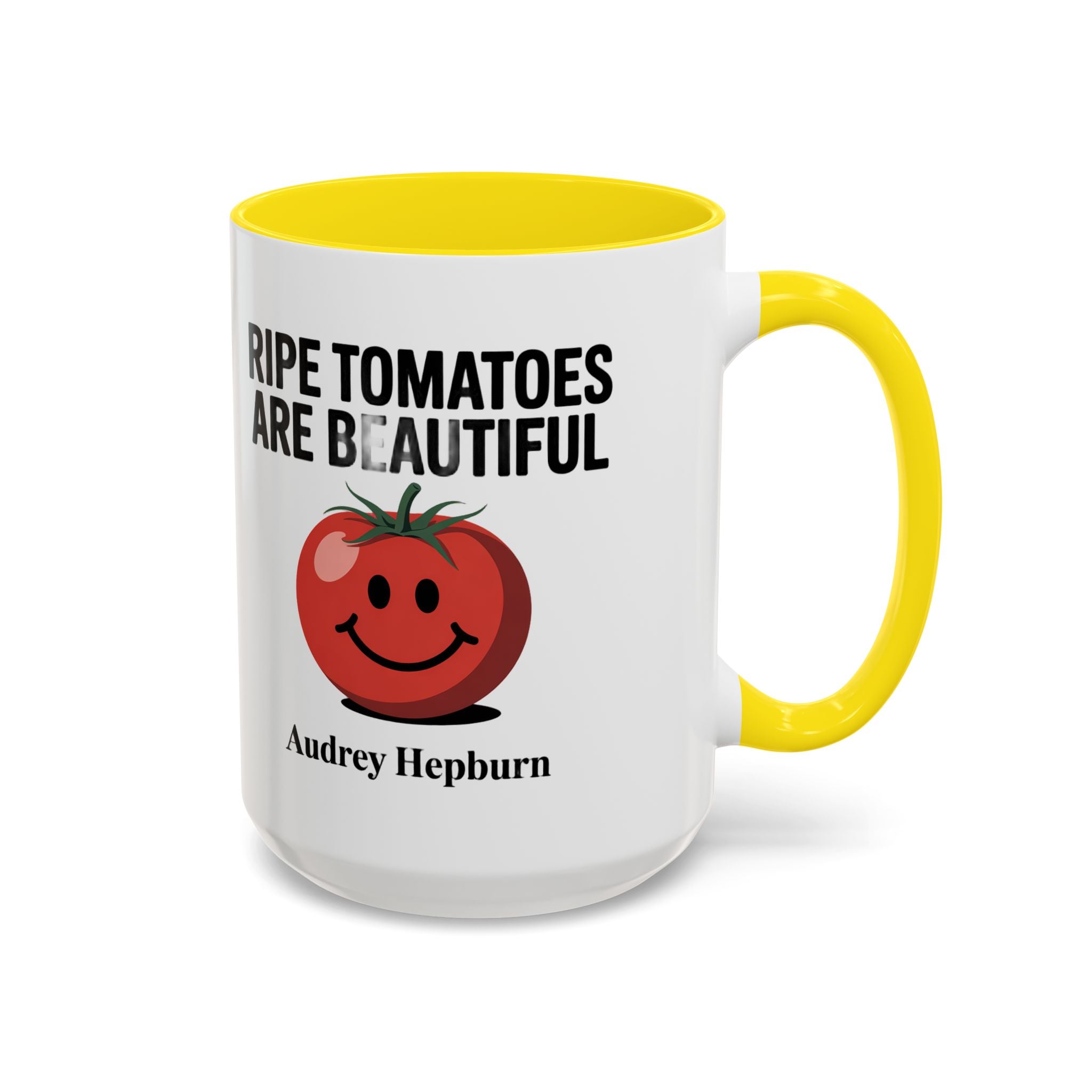 Accent Coffee Mug — "Ripe Tomatoes Are Beautiful" Audrey Hepburn Quote Mug