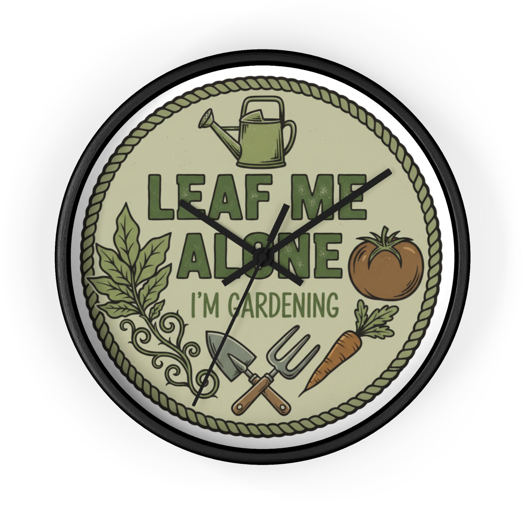 Leaf Me Alone I’m Gardening Wall Clock — Funny Gardener Decorative Clock