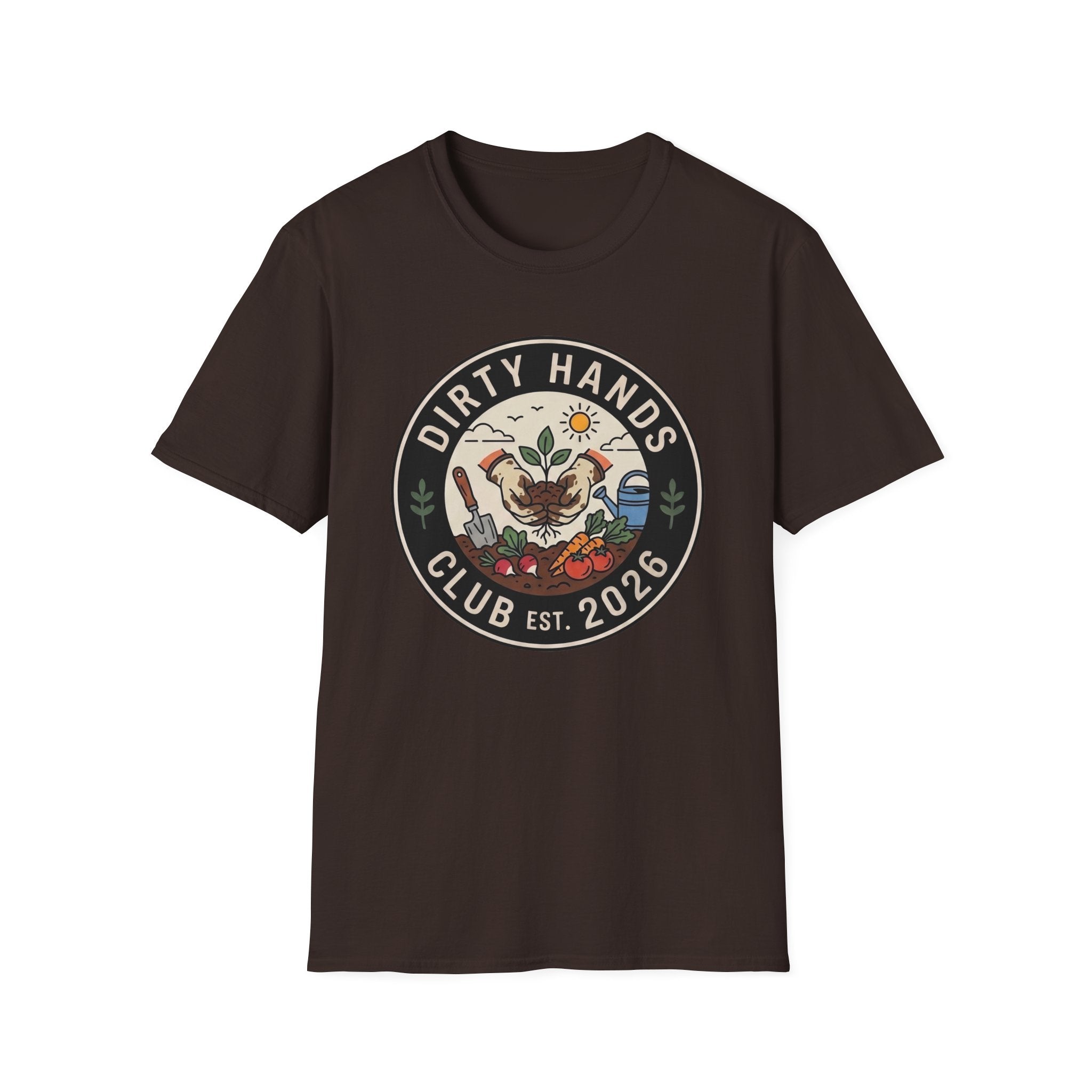 Dirty Hands Club T-Shirt — Gardening Patch Tee (Est. 2026)