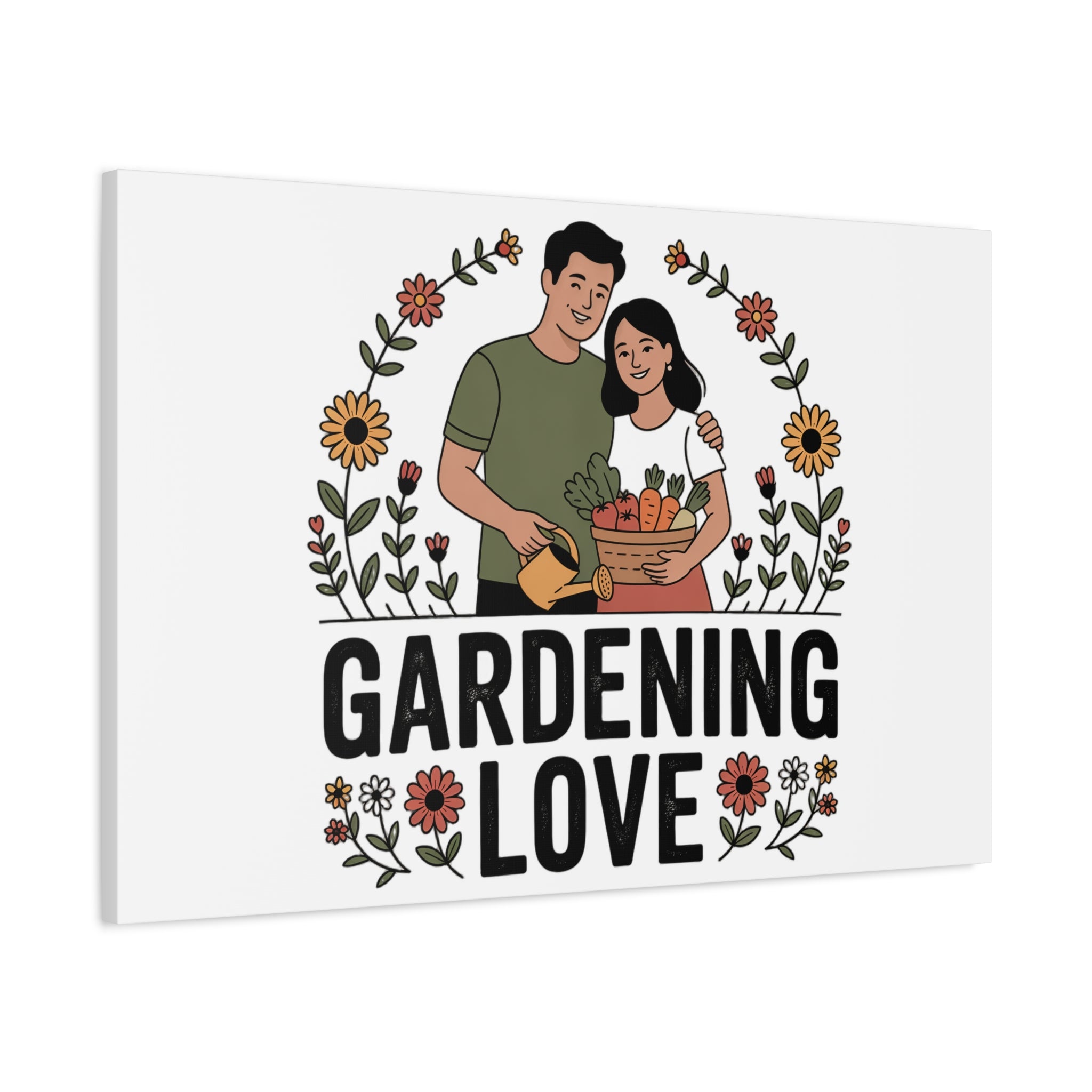 Gardening Love Canvas Print — Couple Gardening Wall Art
