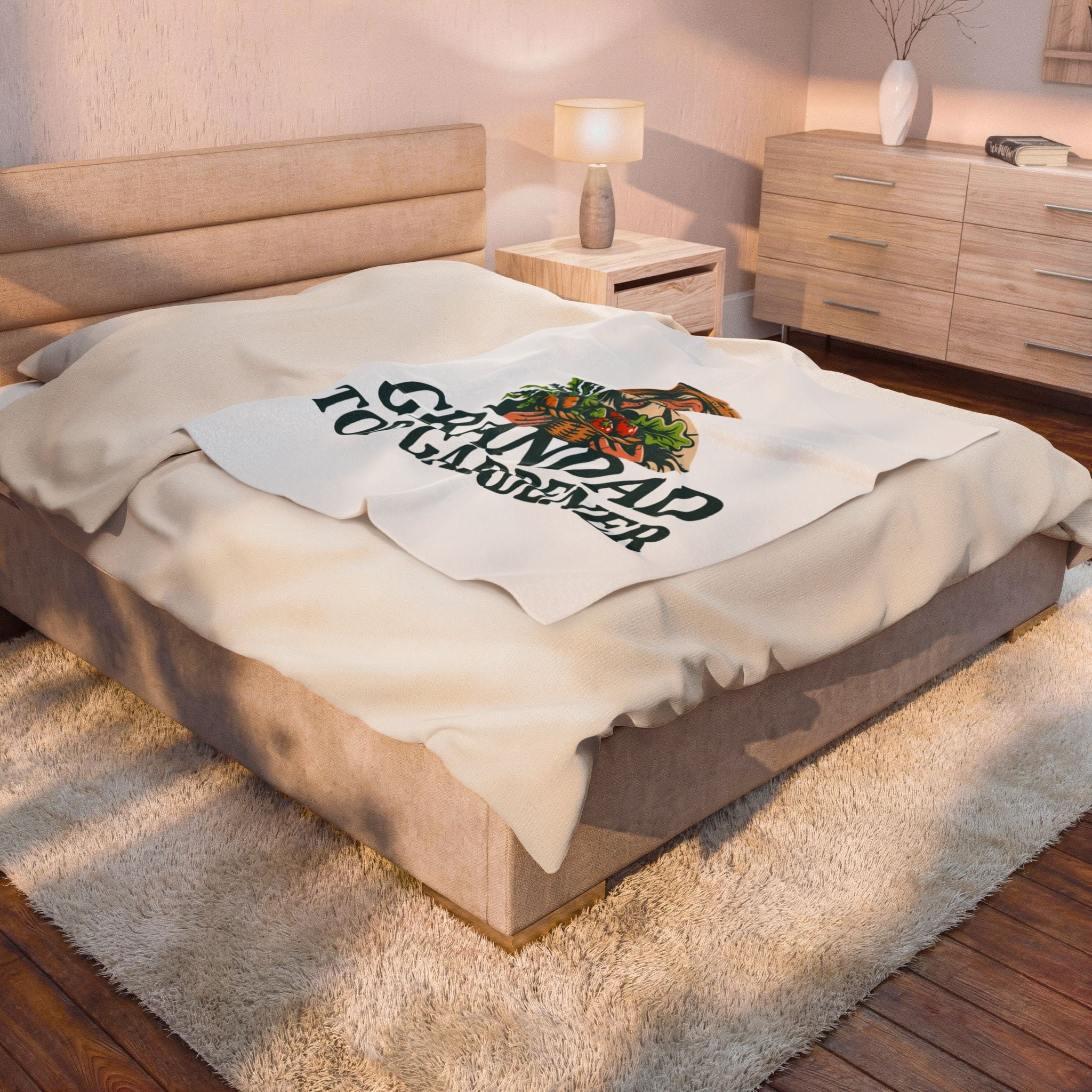 Velveteen Plush Blanket — "Grandad Top Gardener" Cozy Gardener Throw (Father's Day, Gift for Grandpa)