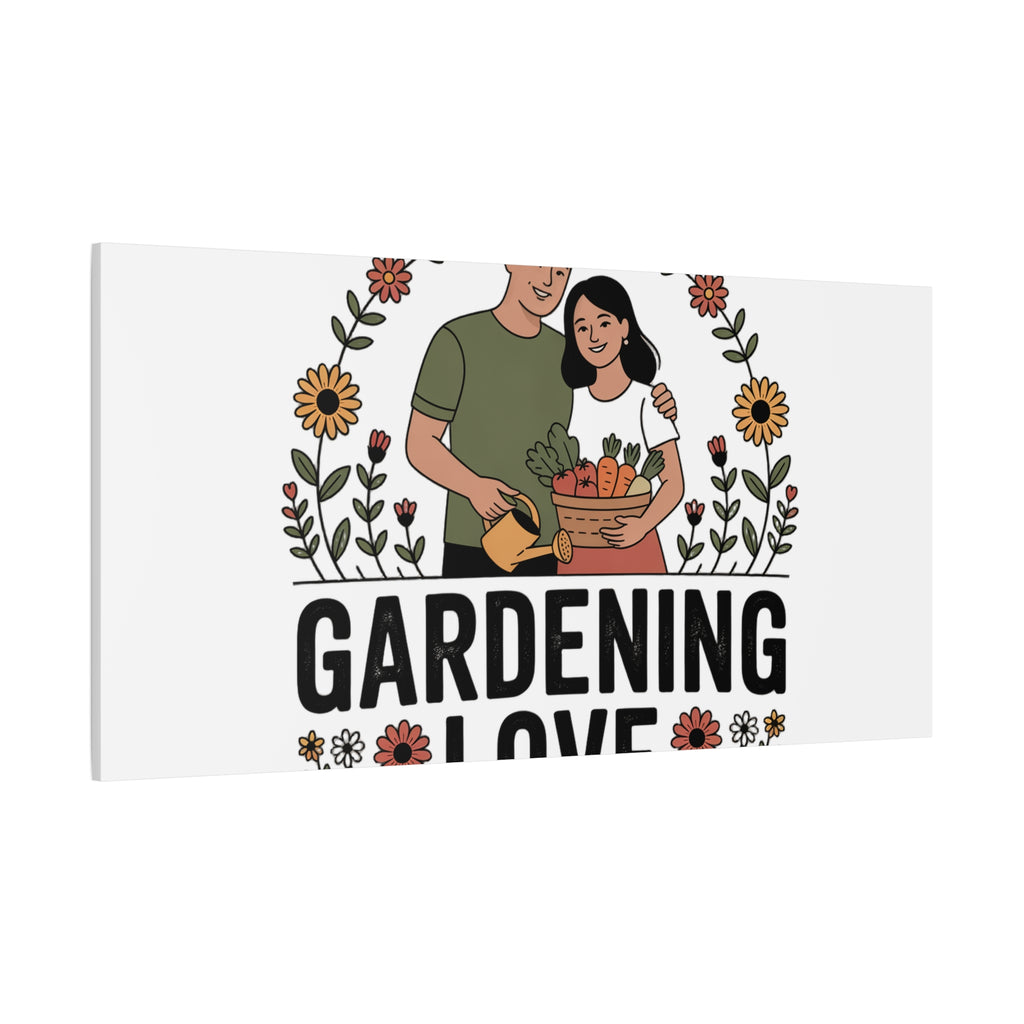 Gardening Love Canvas Print — Couple Gardening Wall Art