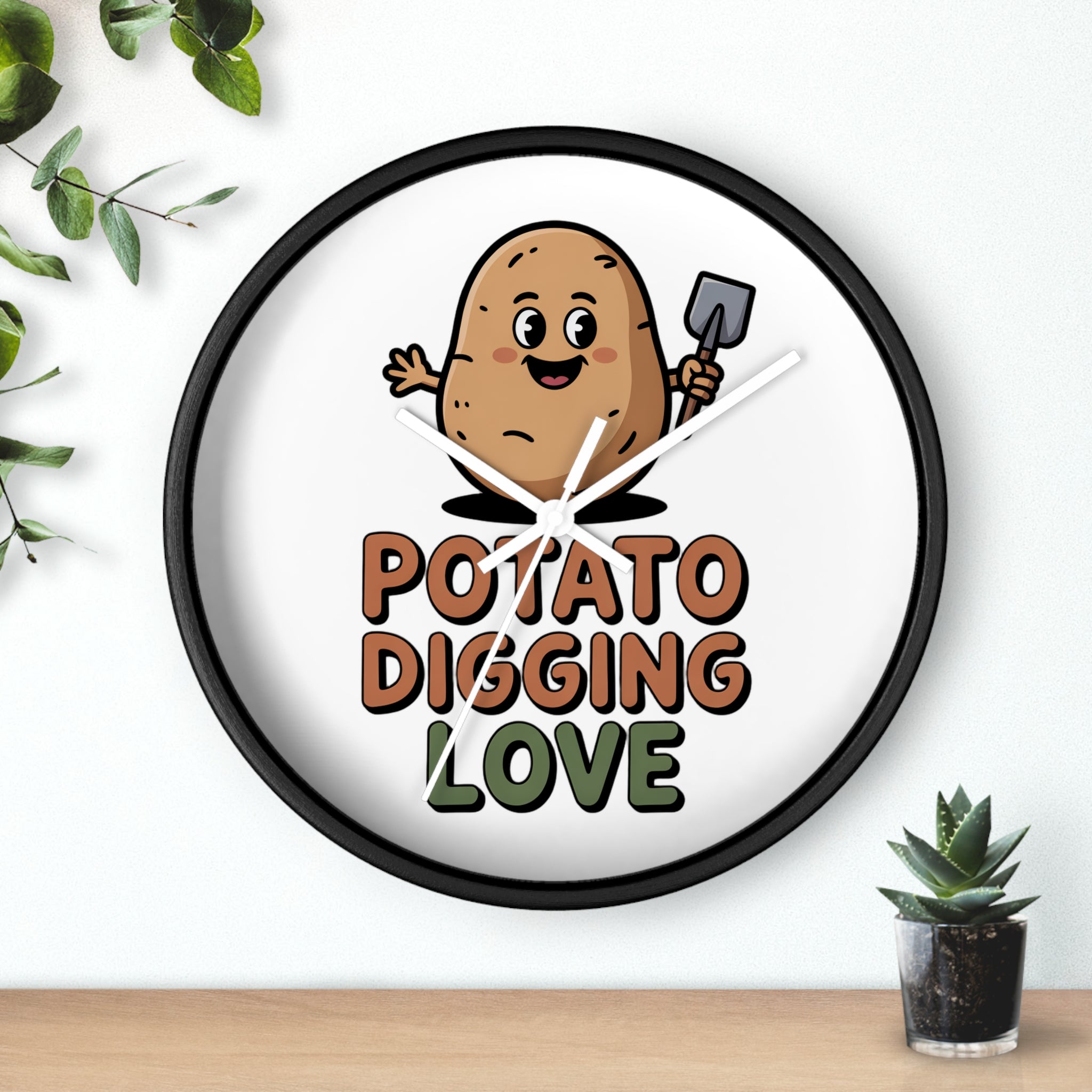 Potato Digging Love Wall Clock — Cute Gardener Kitchen Decor