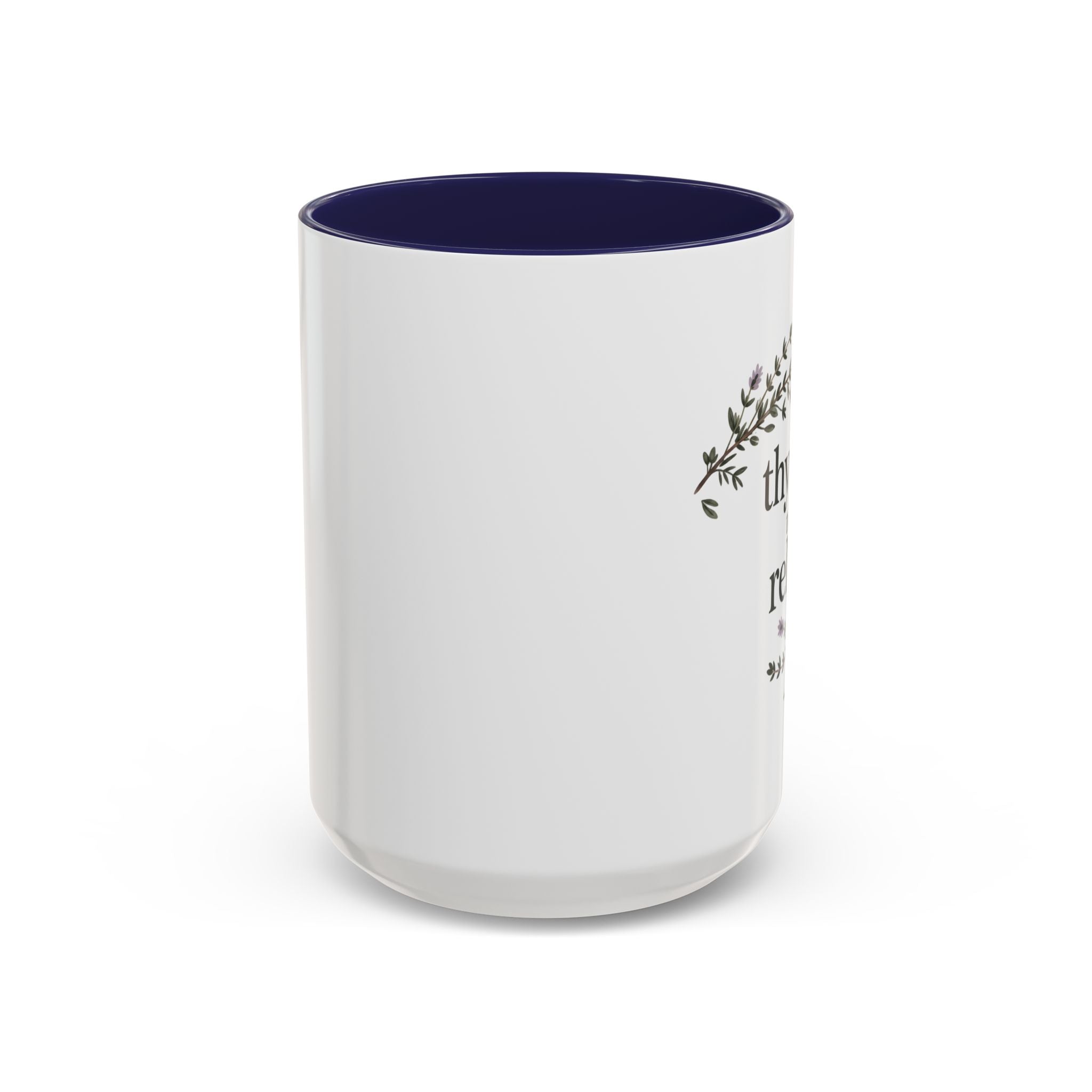 Thyme to Relax Accent Coffee Mug — Herbal Tea & Coffee Cup, Floral Kitchen Gift