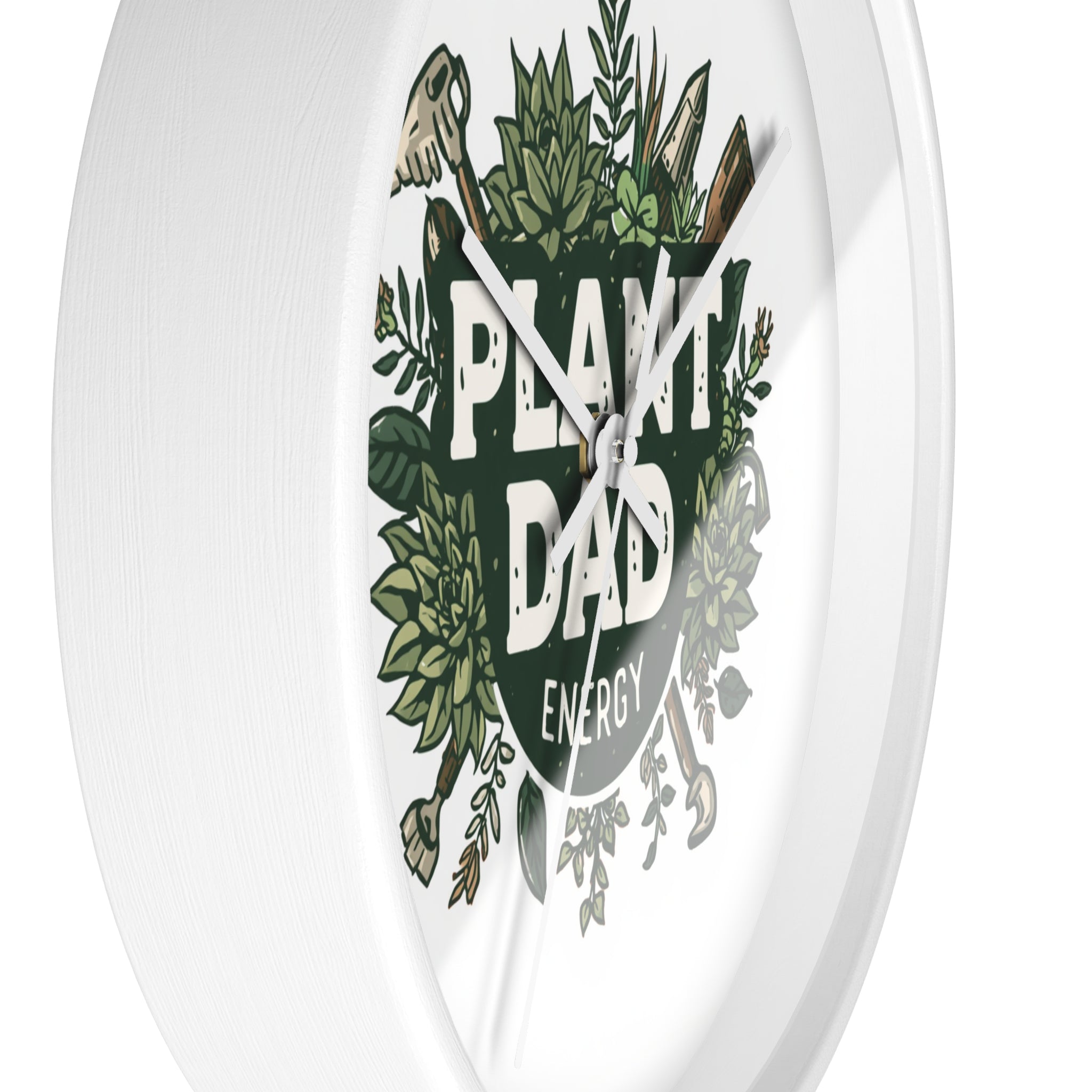Plant Dad Energy Wall Clock — Botanical Succulent Garden Clock for Plant Lovers