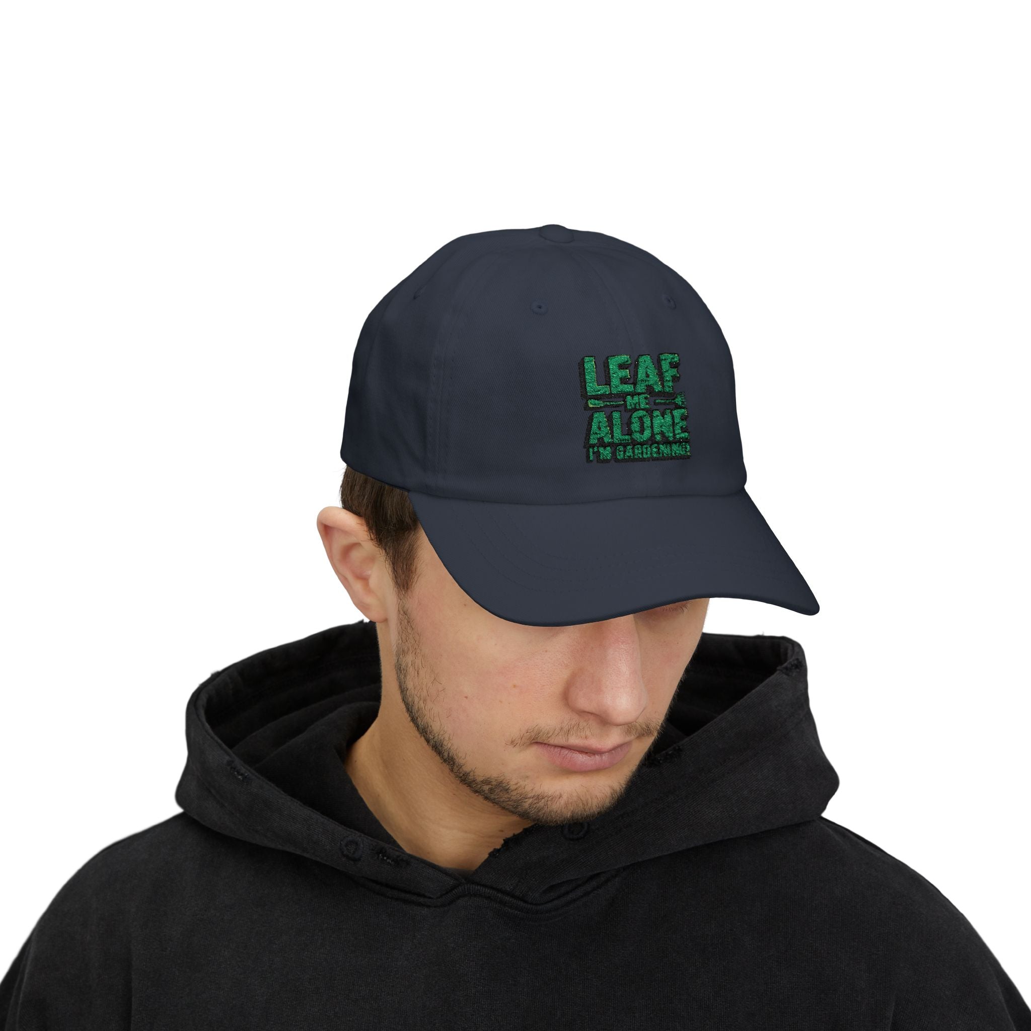 Dad Cap – "Leaf Me Alone" Gardening Hat (Funny Plant Lover Embroidered Cap)