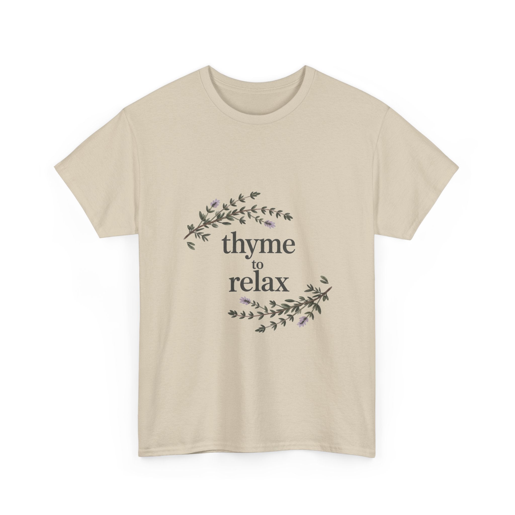 Relax Tee — “Thyme to Relax” Herbal Floral Graphic T-Shirt
