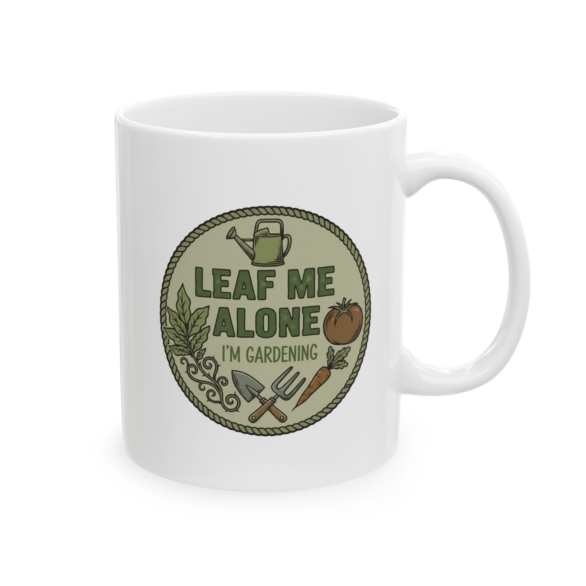Leaf Me Alone I'm Gardening Ceramic Mug – Vintage Garden Lover Coffee Cup (11oz, 15oz)