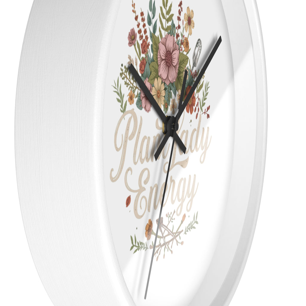 Plant Lady Energy Wall Clock — Floral Botanical Home Decor Gift