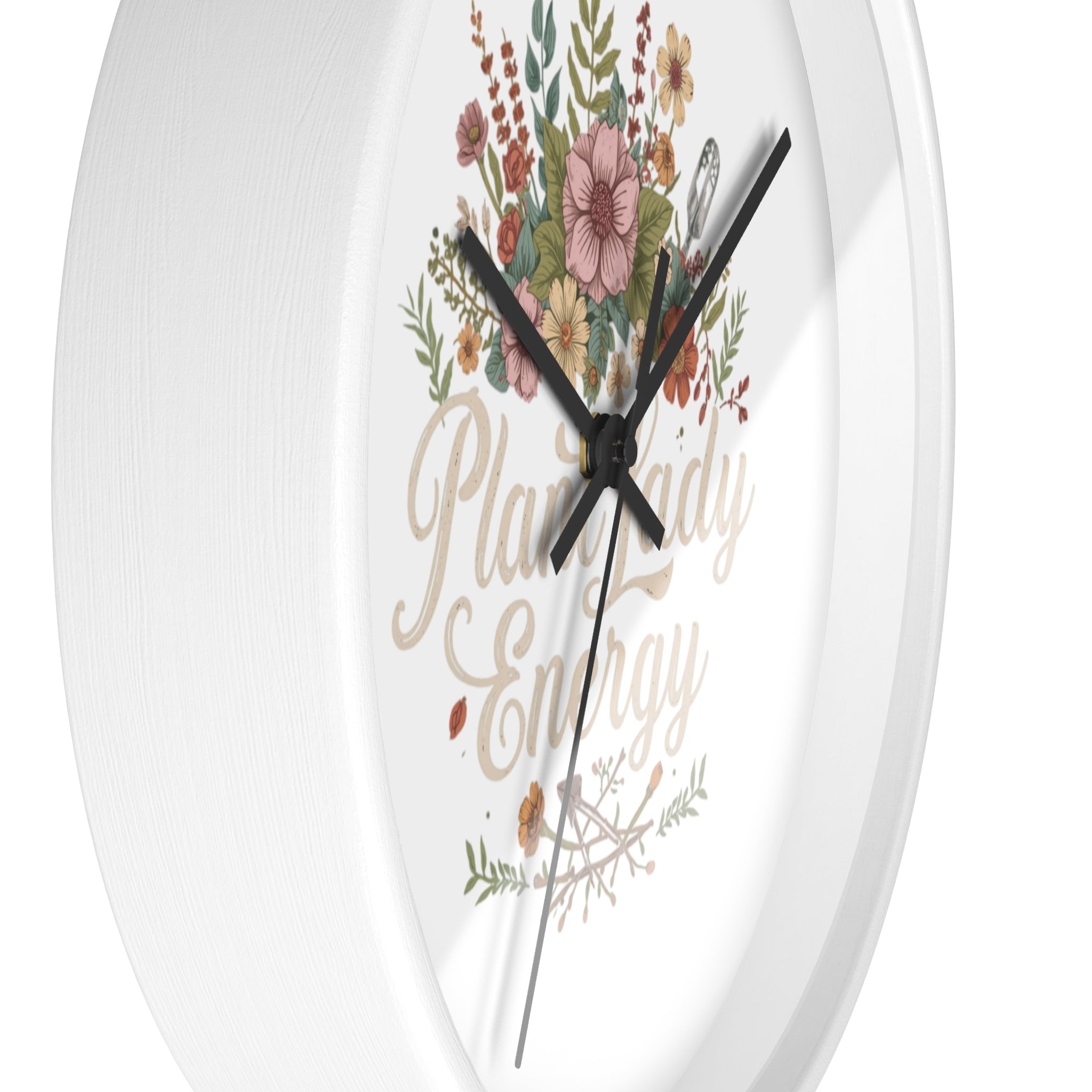 Plant Lady Energy Wall Clock — Floral Botanical Home Decor Gift