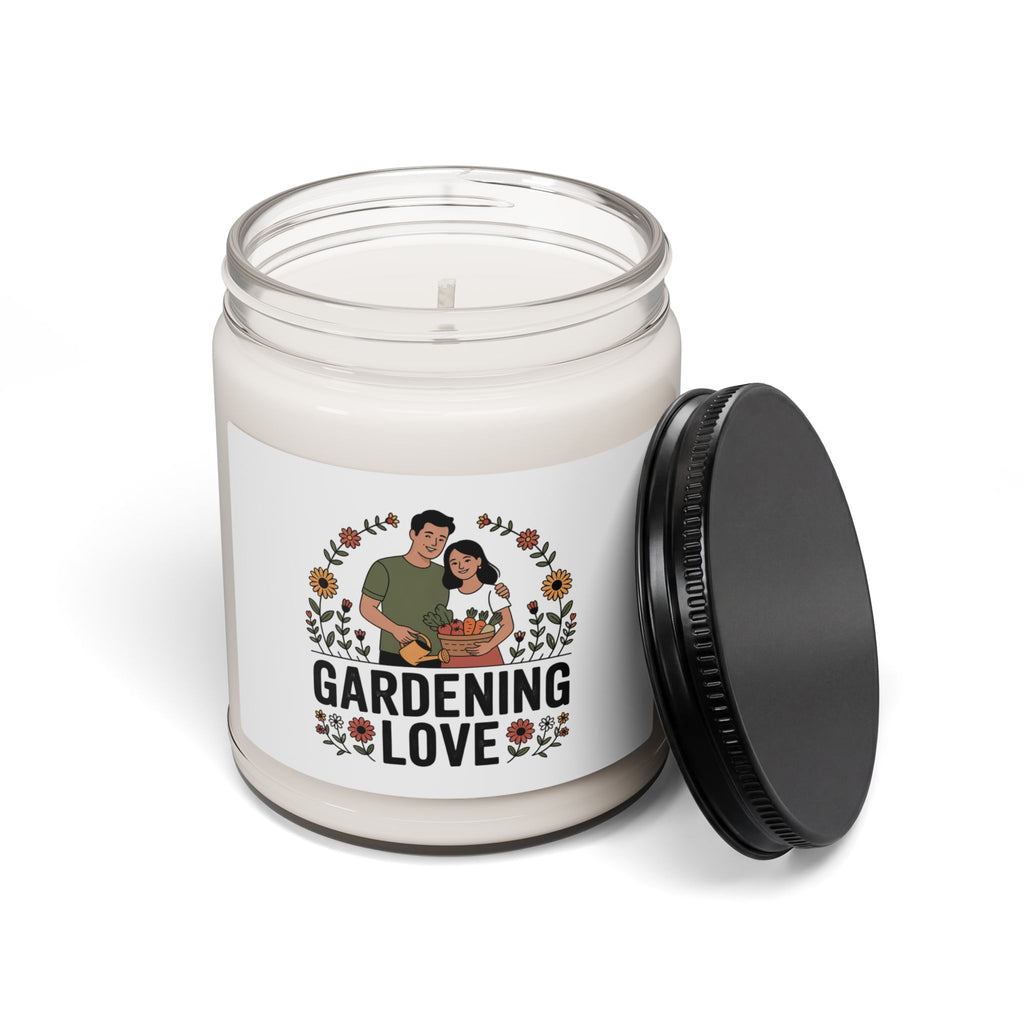 Gardening Love Scented Soy Candle — 9oz Aromatherapy Jar for Gardeners, “Gardening Love” Gift