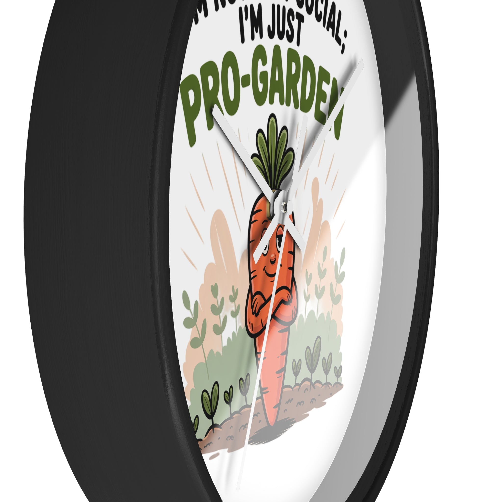 Pro-Garden Wall Clock – "I’m Not Anti-Social, I’m Just Pro-Garden" Carrot Design