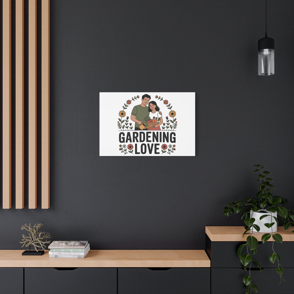 Gardening Love Canvas Print — Couple Gardening Wall Art