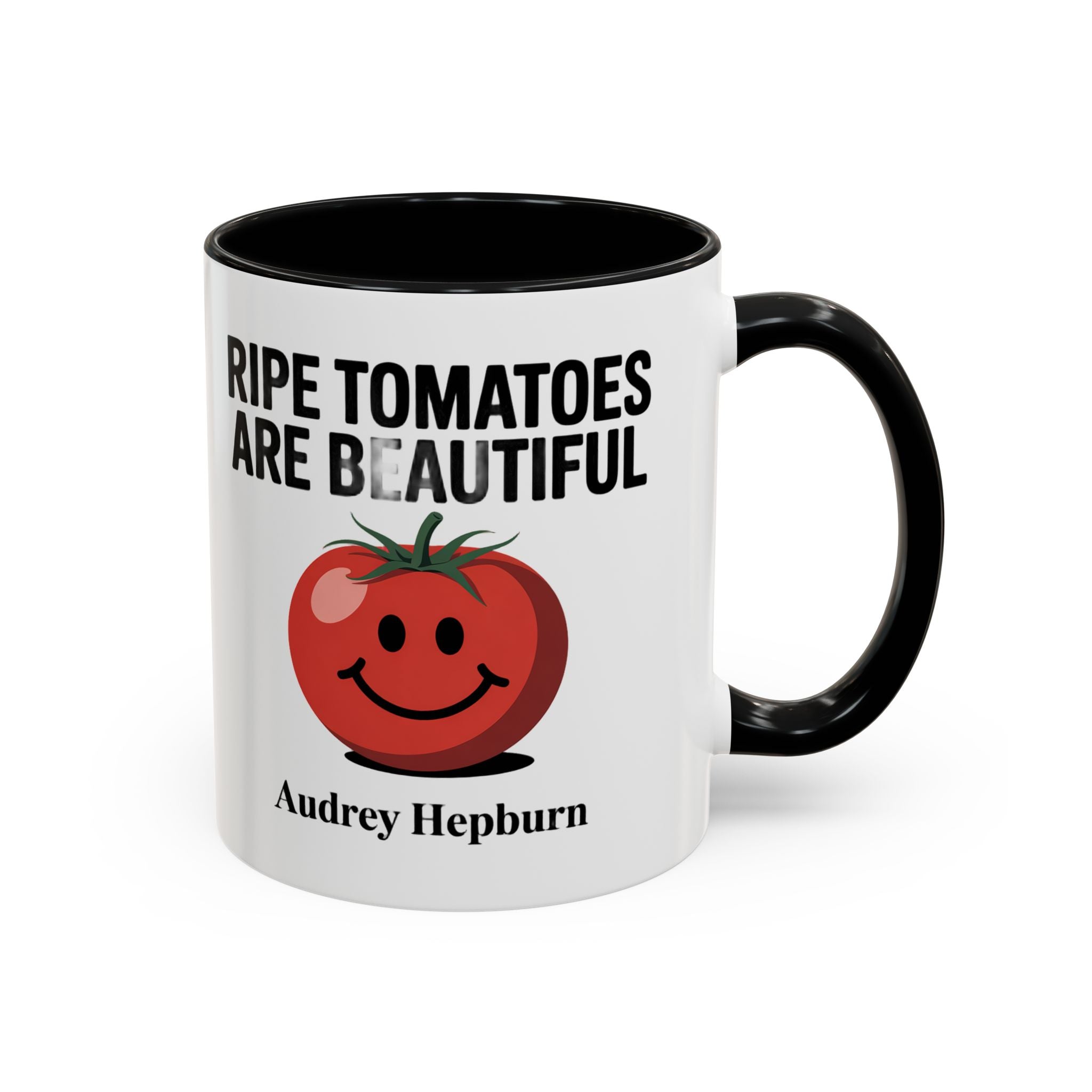 Accent Coffee Mug — "Ripe Tomatoes Are Beautiful" Audrey Hepburn Quote Mug