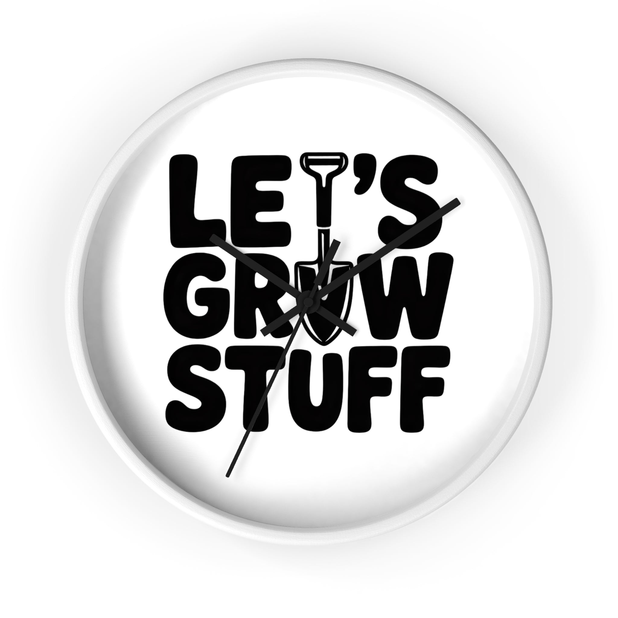 Let’s Grow Stuff Wall Clock — Gardening Quote Decorative Clock for Plant Lovers