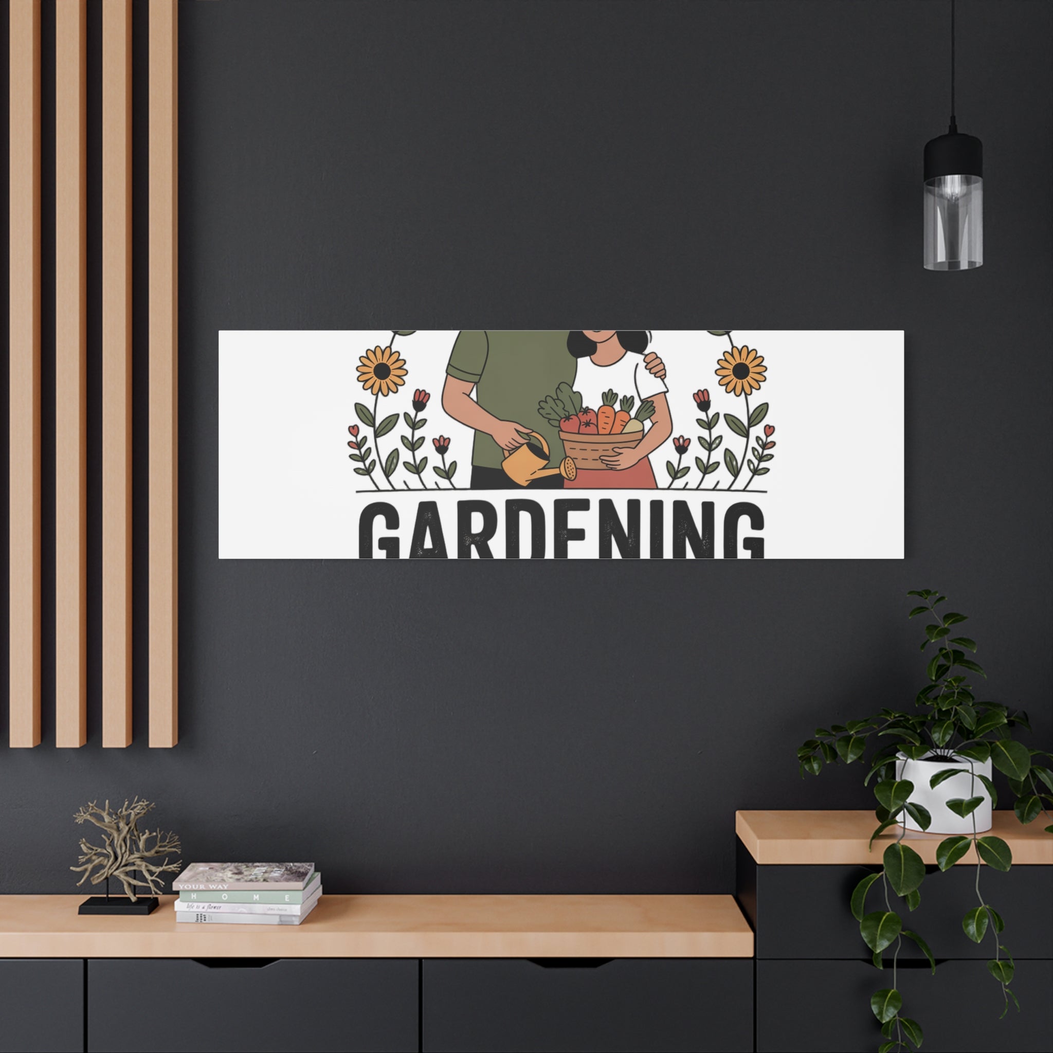 Gardening Love Canvas Print — Couple Gardening Wall Art