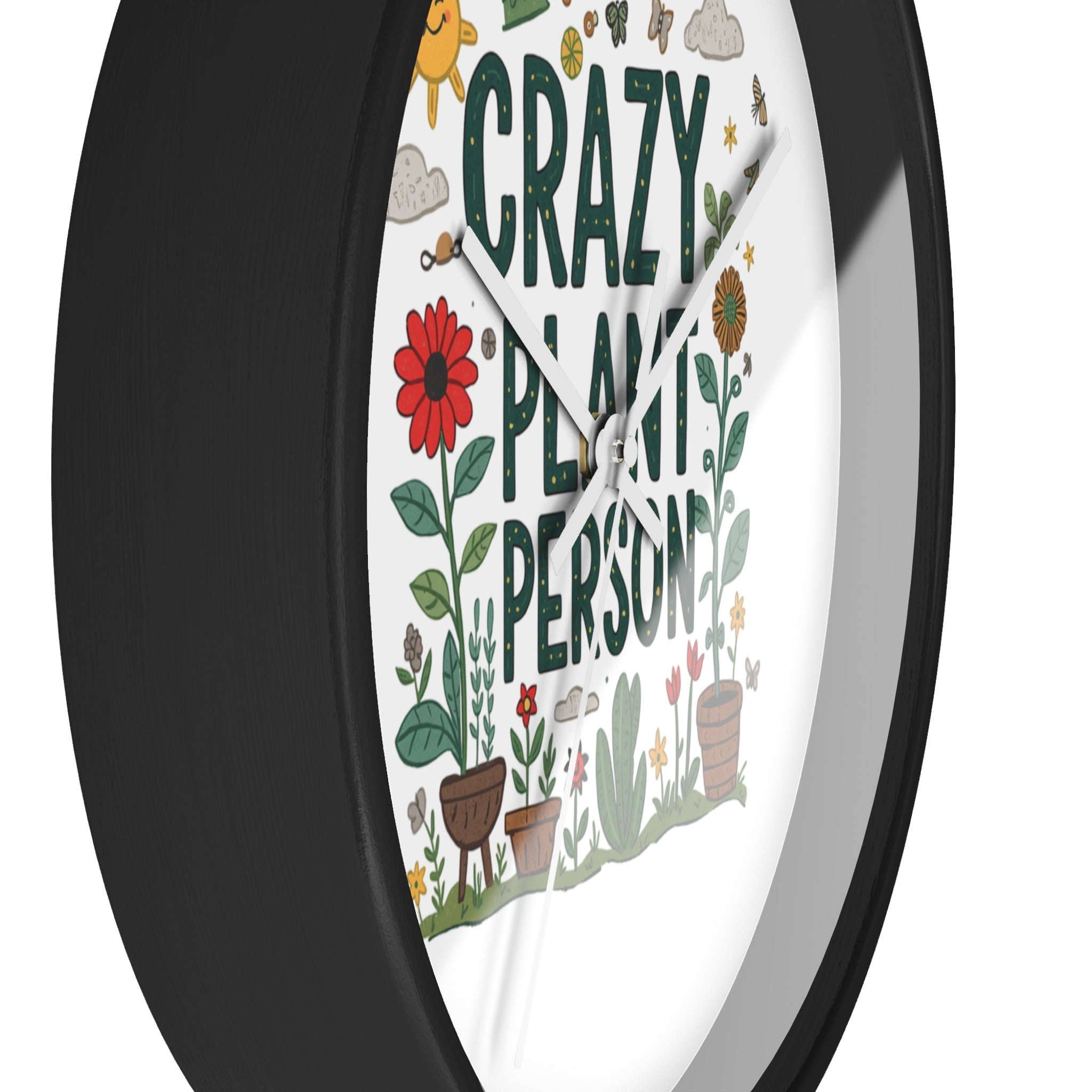 Crazy Plant Person Wall Clock — Botanical Decor Clock for Plant Lovers