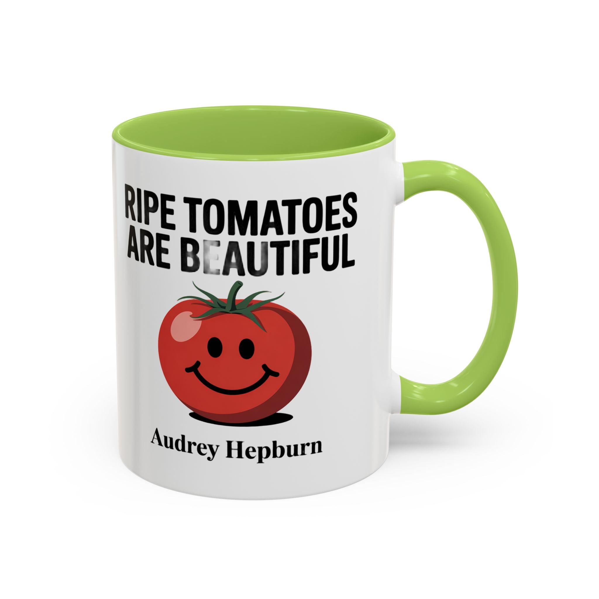 Accent Coffee Mug — "Ripe Tomatoes Are Beautiful" Audrey Hepburn Quote Mug