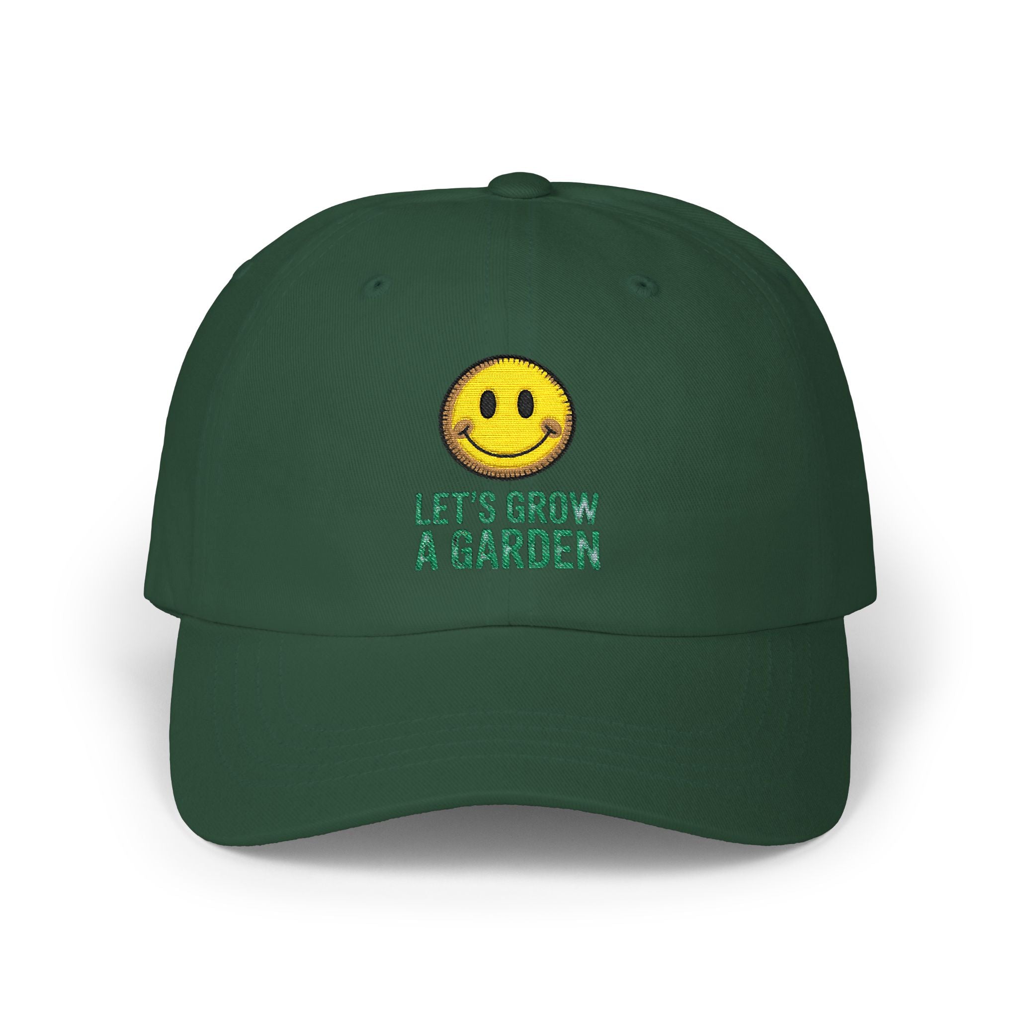 Dad Cap - 'Let’s Grow a Garden' Smiley Embroidered Hat