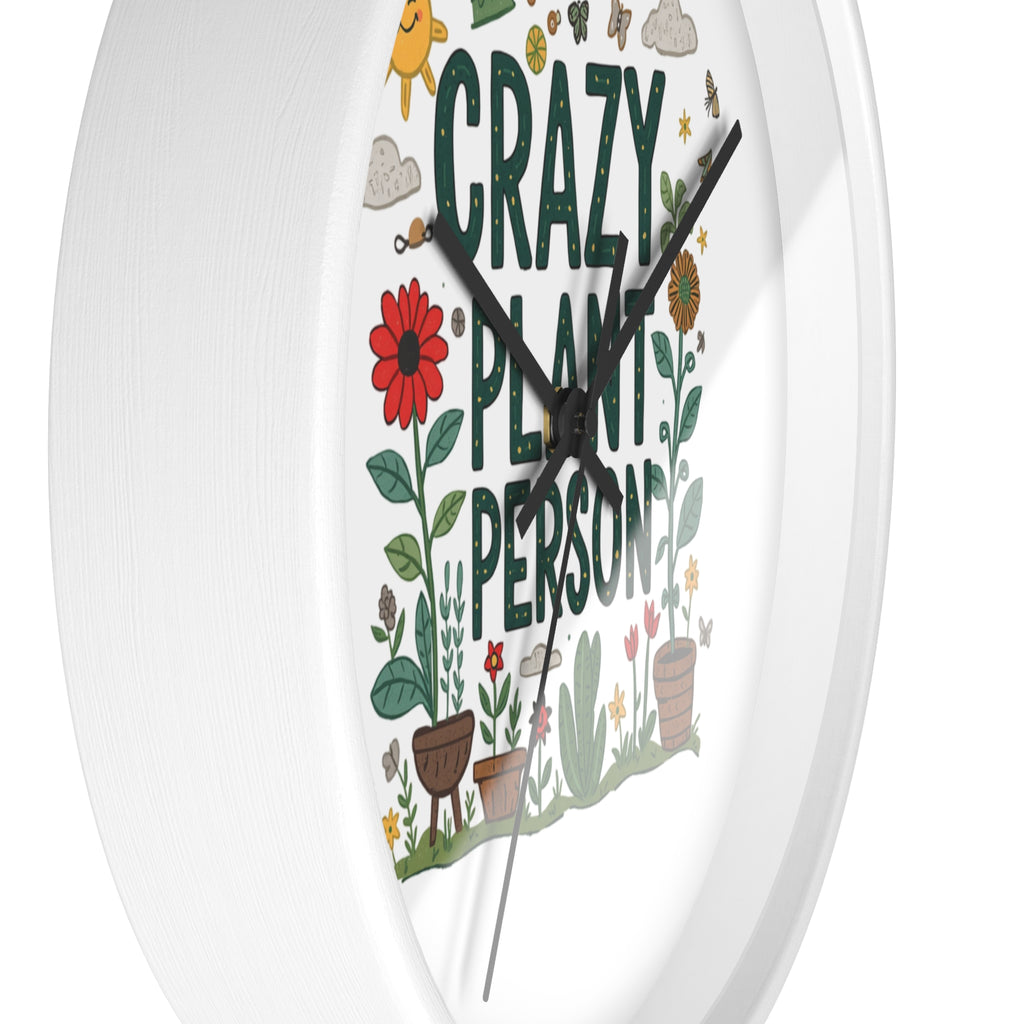Crazy Plant Person Wall Clock — Botanical Decor Clock for Plant Lovers
