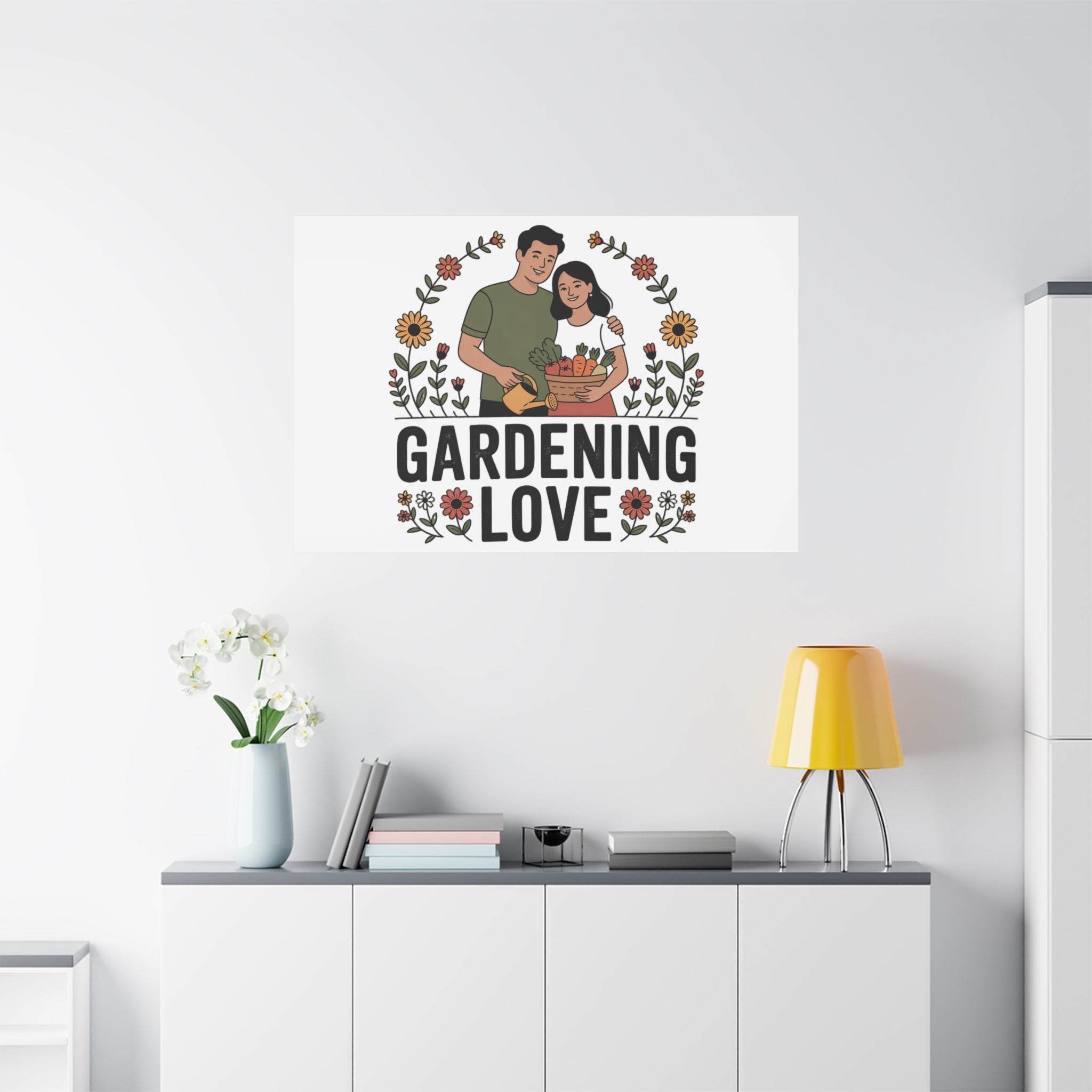 Gardening Love Canvas Print — Couple Gardening Wall Art