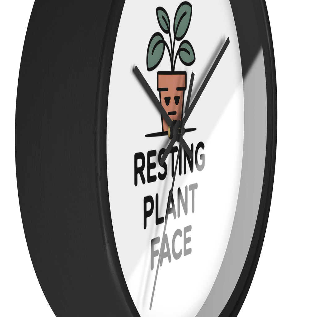 Resting Plant Face Wall Clock — Cute Plant Pot Decorative Clock for Plant Lovers