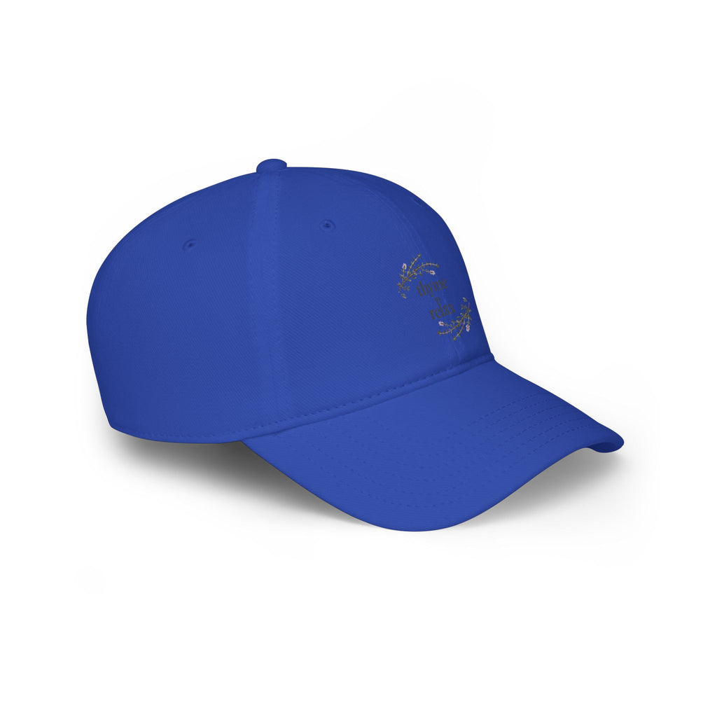 Relax & Unwind Baseball Cap — 'Unwind Relax' Floral Low Profile Hat