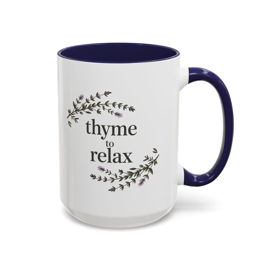 Thyme to Relax Accent Coffee Mug — Herbal Tea & Coffee Cup, Floral Kitchen Gift