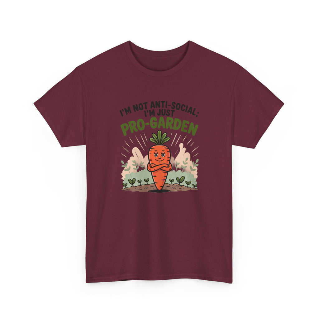 Garden Lover T‑Shirt — "I’m Not Anti-Social, I’m Just Pro-Garden" Cute Carrot Tee