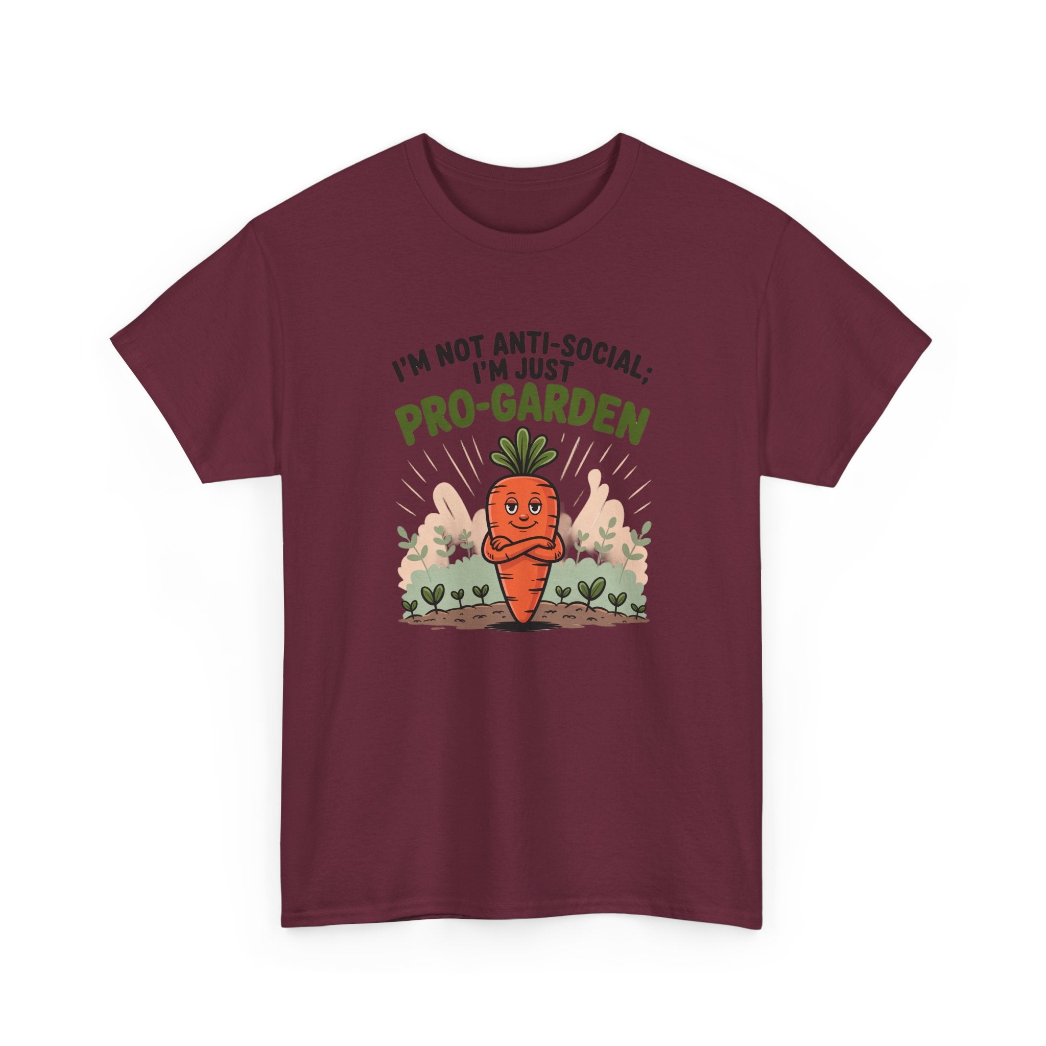 Garden Lover T‑Shirt — "I’m Not Anti-Social, I’m Just Pro-Garden" Cute Carrot Tee