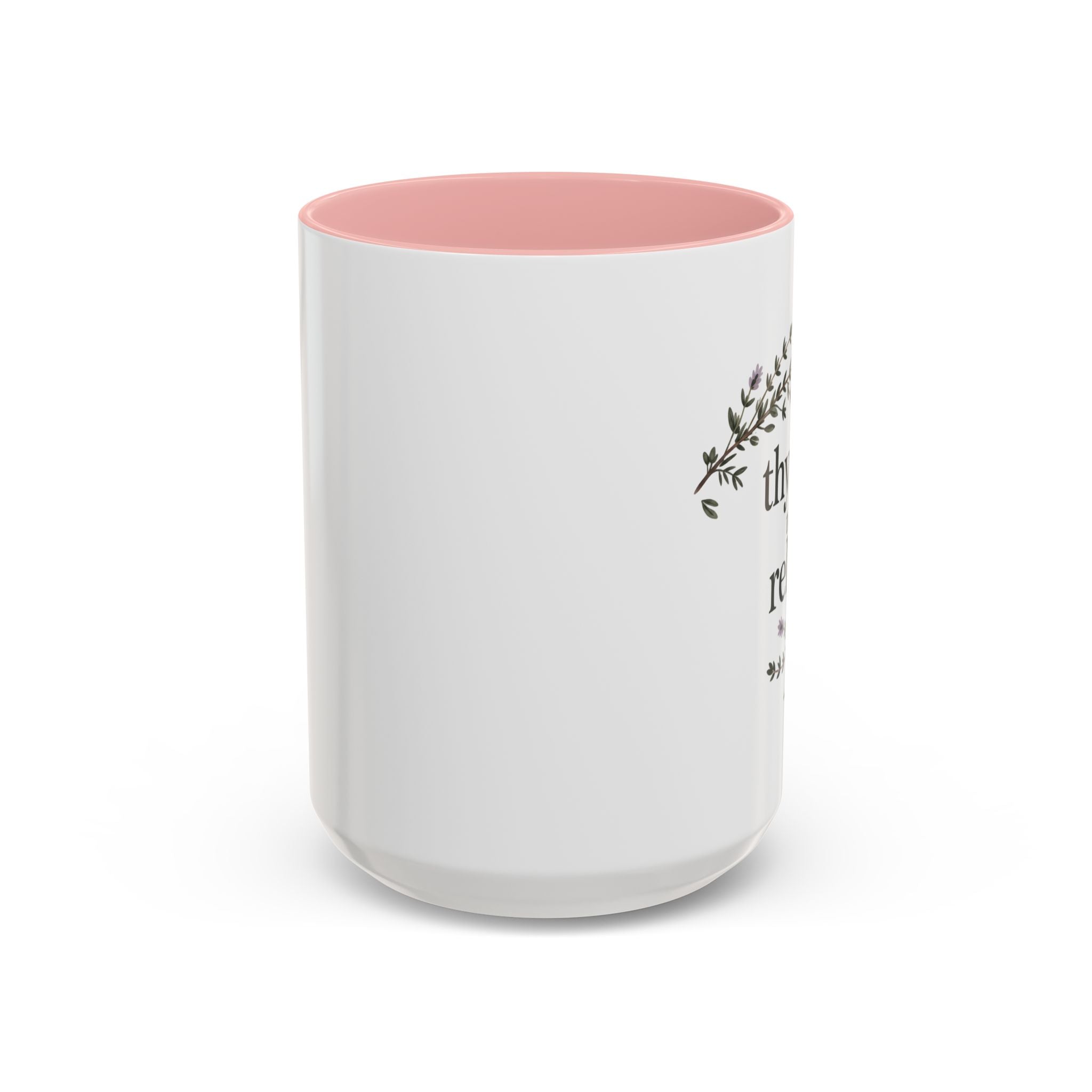 Thyme to Relax Accent Coffee Mug — Herbal Tea & Coffee Cup, Floral Kitchen Gift
