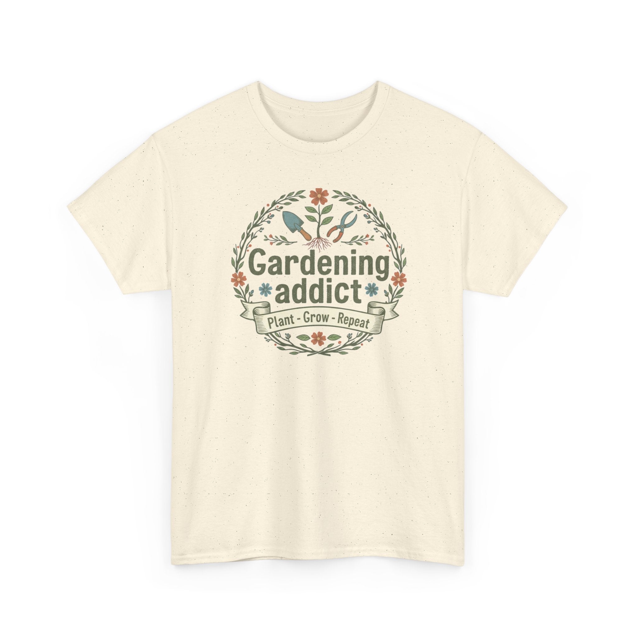 Gardening Addict T-Shirt — Plant Grow Repeat Floral Tee for Gardeners