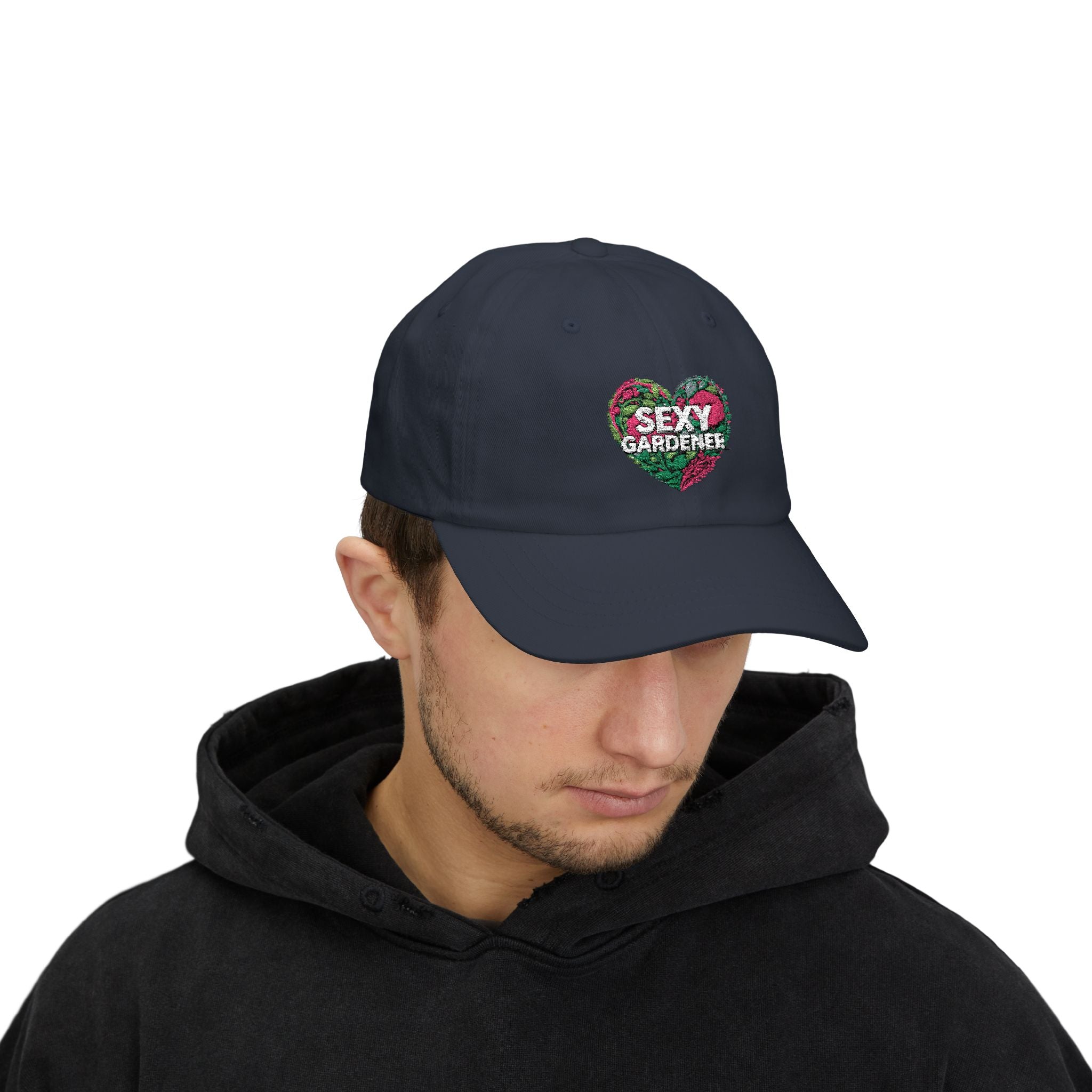 Classic Dad Cap — "Sexy Gardener" Floral Heart Embroidered Hat