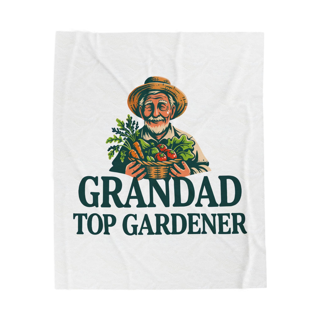 Velveteen Plush Blanket — "Grandad Top Gardener" Cozy Gardener Throw (Father's Day, Gift for Grandpa)