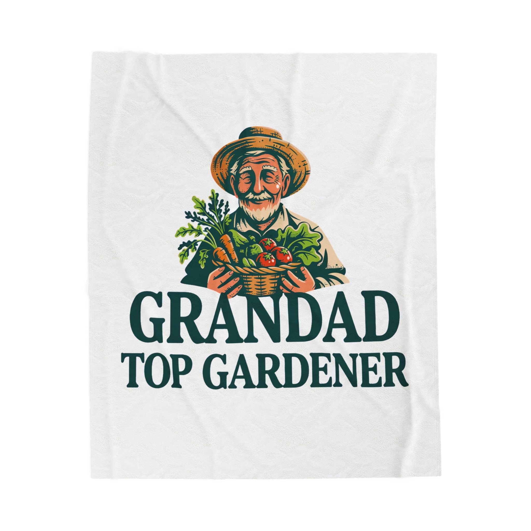Velveteen Plush Blanket — "Grandad Top Gardener" Cozy Gardener Throw (Father's Day, Gift for Grandpa)