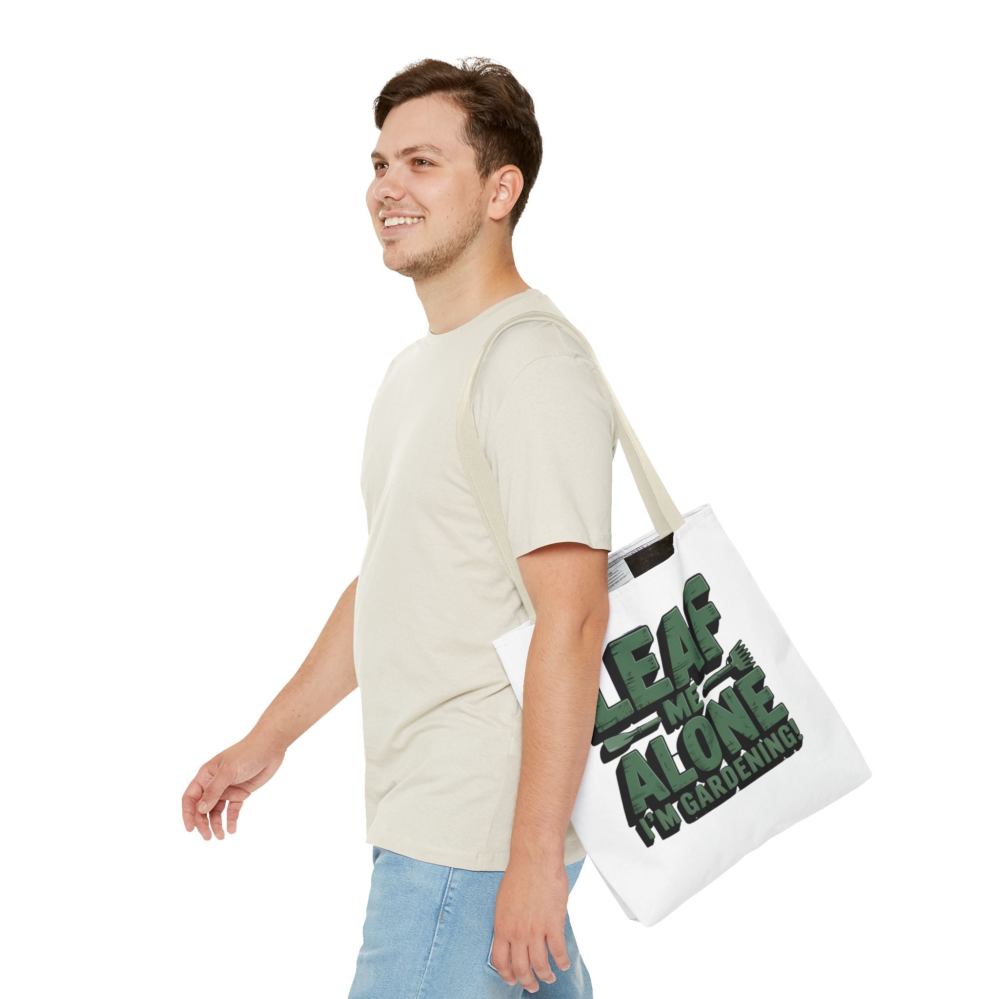 Gardening Tote Bag — "Leaf Me Alone I'm Gardening" Funny Plant Lover Tote