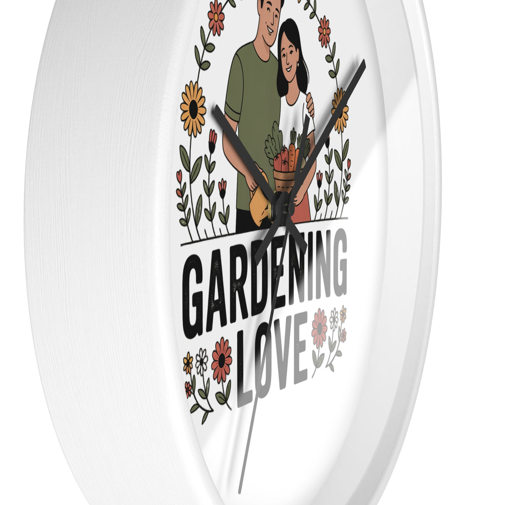 Gardening Love Wall Clock — Couple Floral Garden Decor