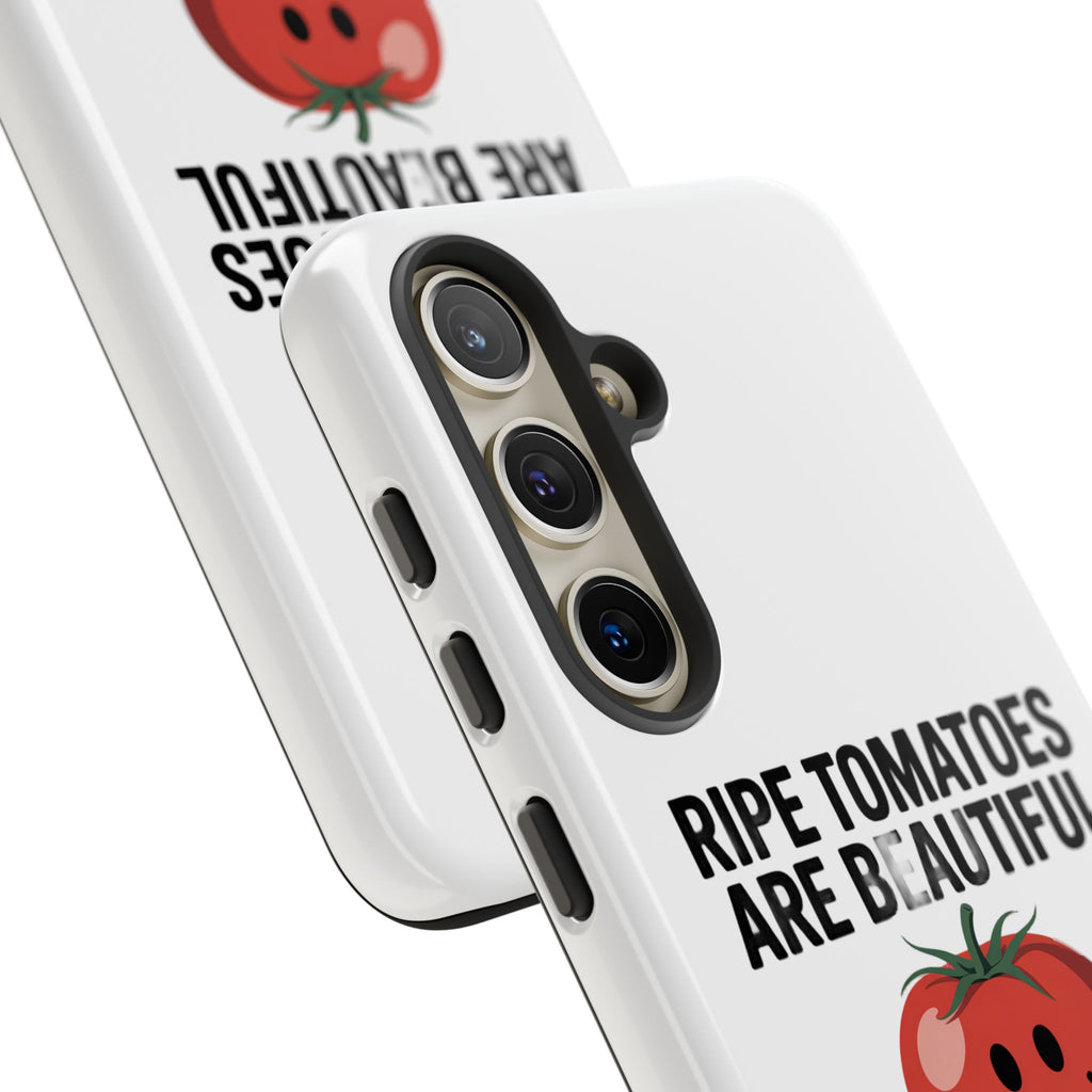 Phone Case — "Ripe Tomatoes Are Beautiful" Audrey Hepburn Quote with Smiling Tomato Graphic