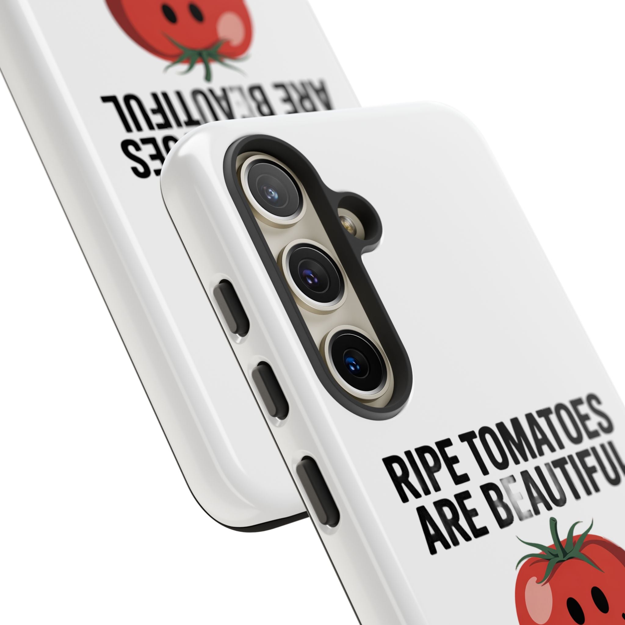 Phone Case — "Ripe Tomatoes Are Beautiful" Audrey Hepburn Quote with Smiling Tomato Graphic