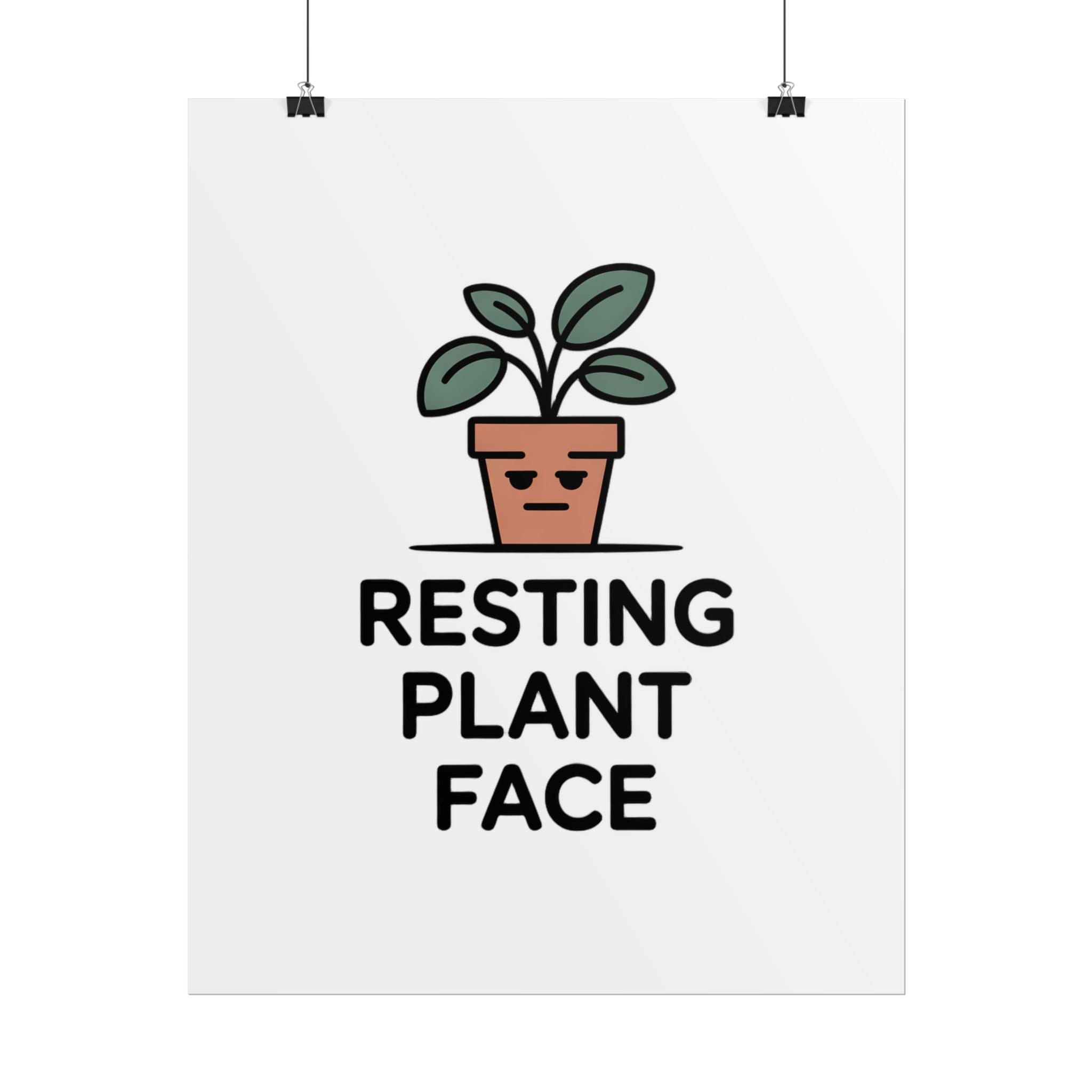 Rolled Poster — "Resting Plant Face" Minimalist Plant Pun Wall Art