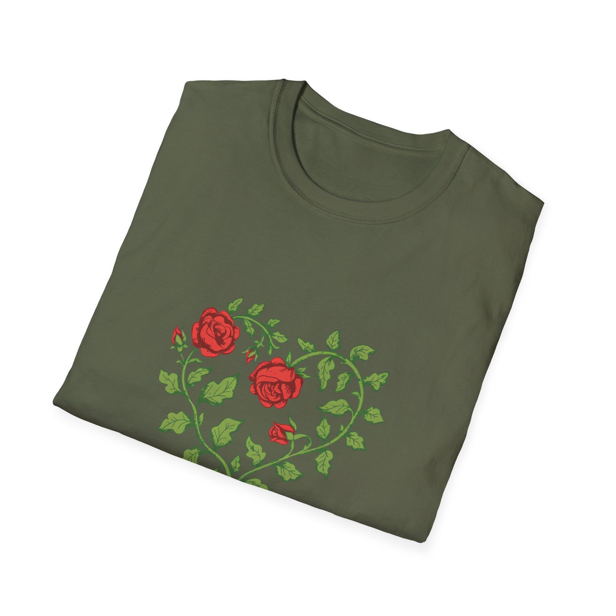 Sexy Gardener Rose Heart T-Shirt — Floral Gardening Tee for Plant Lovers