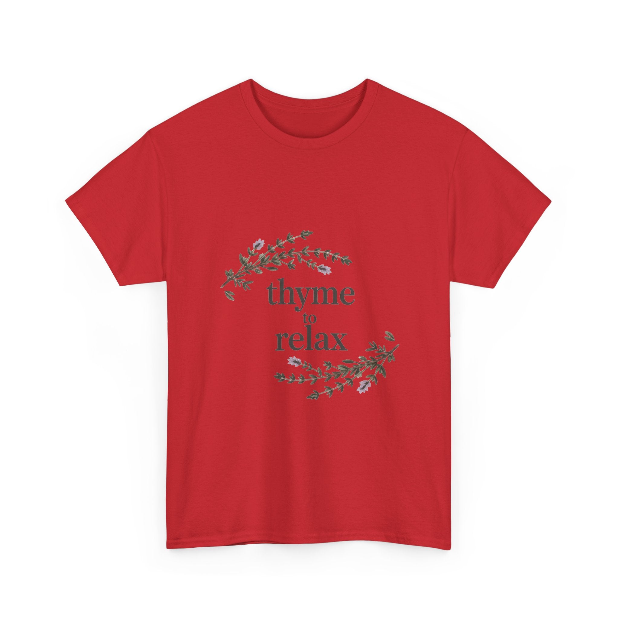 Relax Tee — “Thyme to Relax” Herbal Floral Graphic T-Shirt