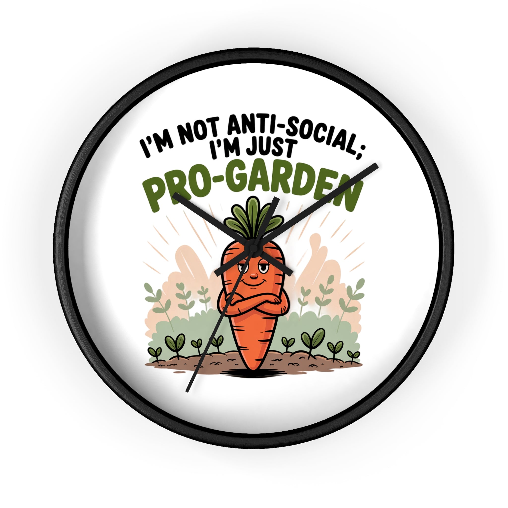Pro-Garden Wall Clock – "I’m Not Anti-Social, I’m Just Pro-Garden" Carrot Design