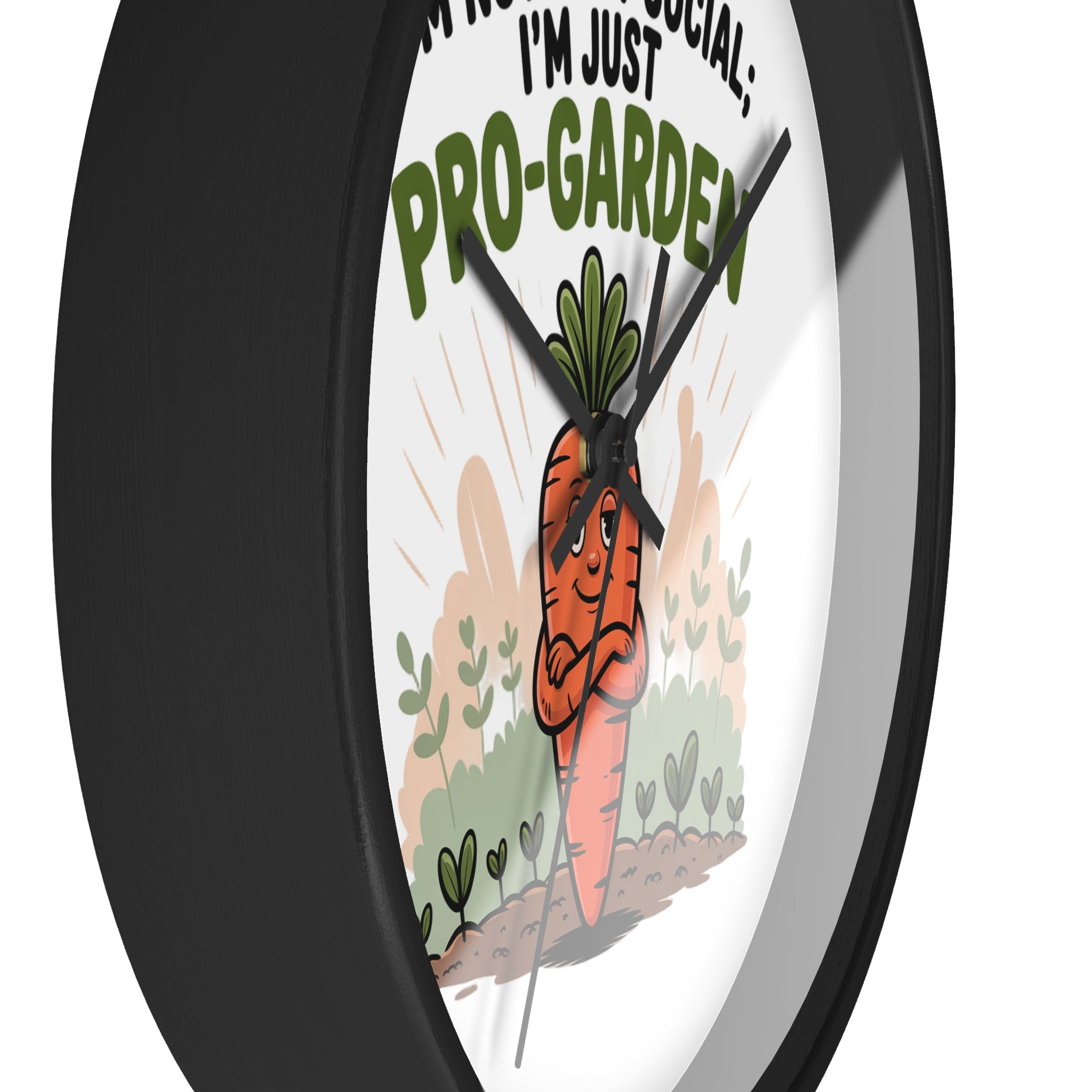 Pro-Garden Wall Clock – "I’m Not Anti-Social, I’m Just Pro-Garden" Carrot Design