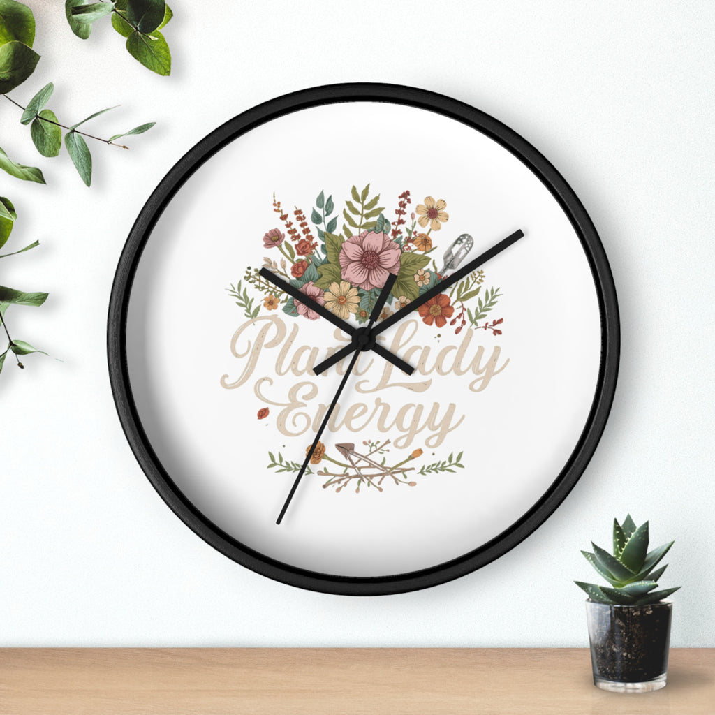 Plant Lady Energy Wall Clock — Floral Botanical Home Decor Gift