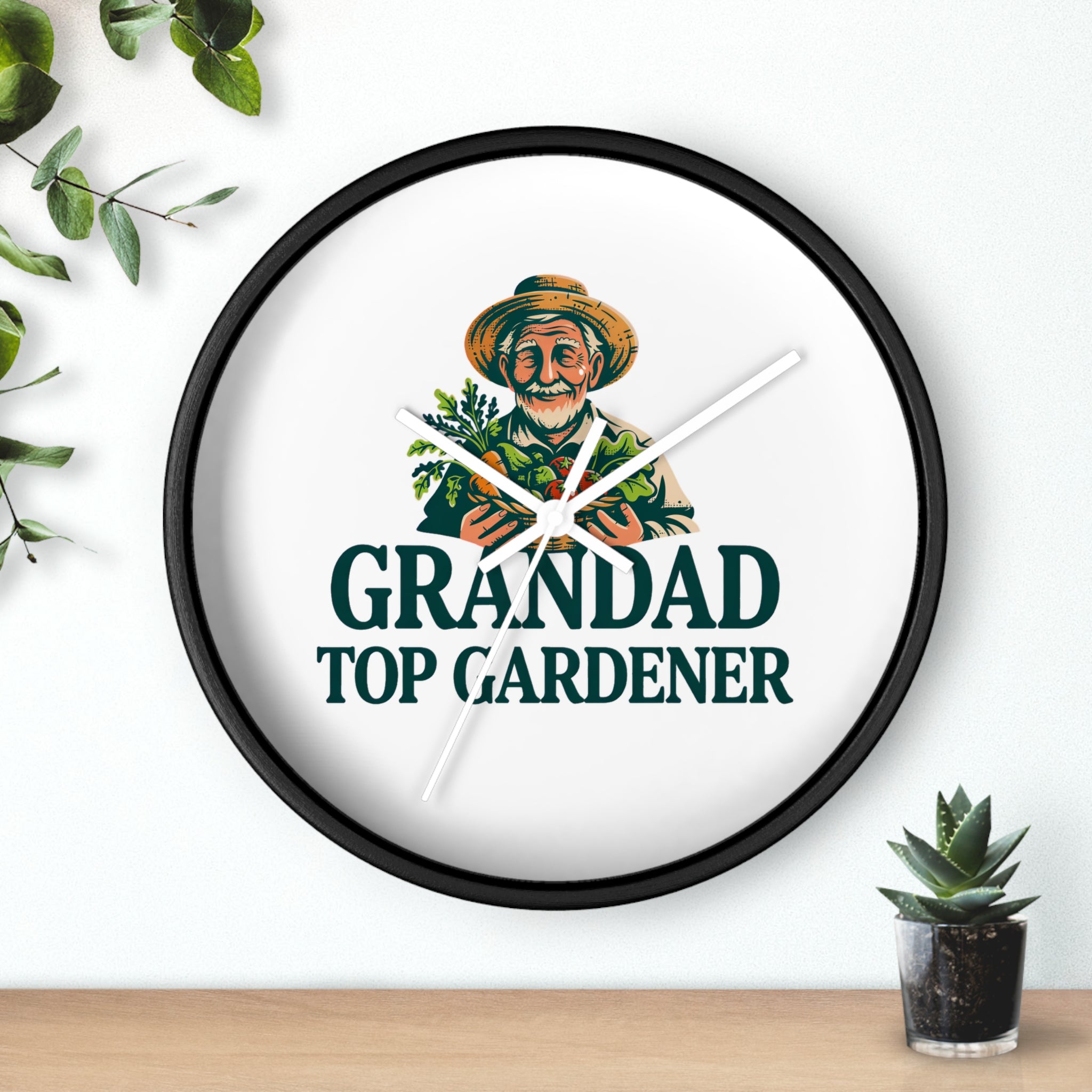 Grandad Top Gardener Wall Clock — Gift for Grandpa, Gardening Lover Decor