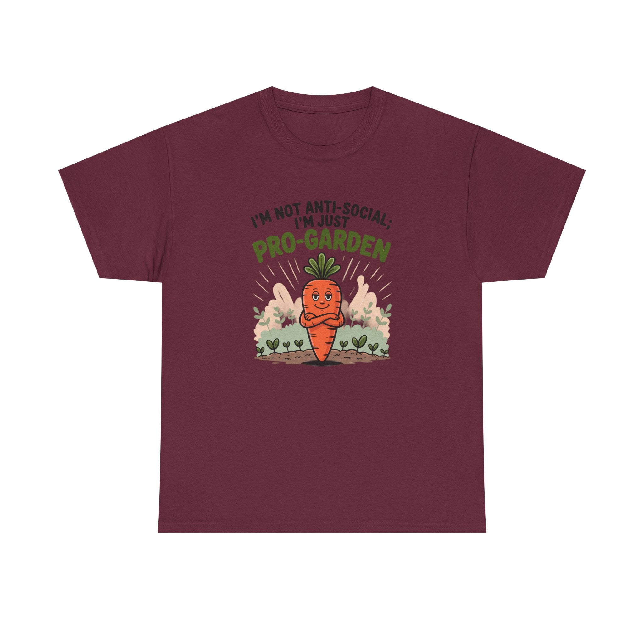 Garden Lover T‑Shirt — "I’m Not Anti-Social, I’m Just Pro-Garden" Cute Carrot Tee