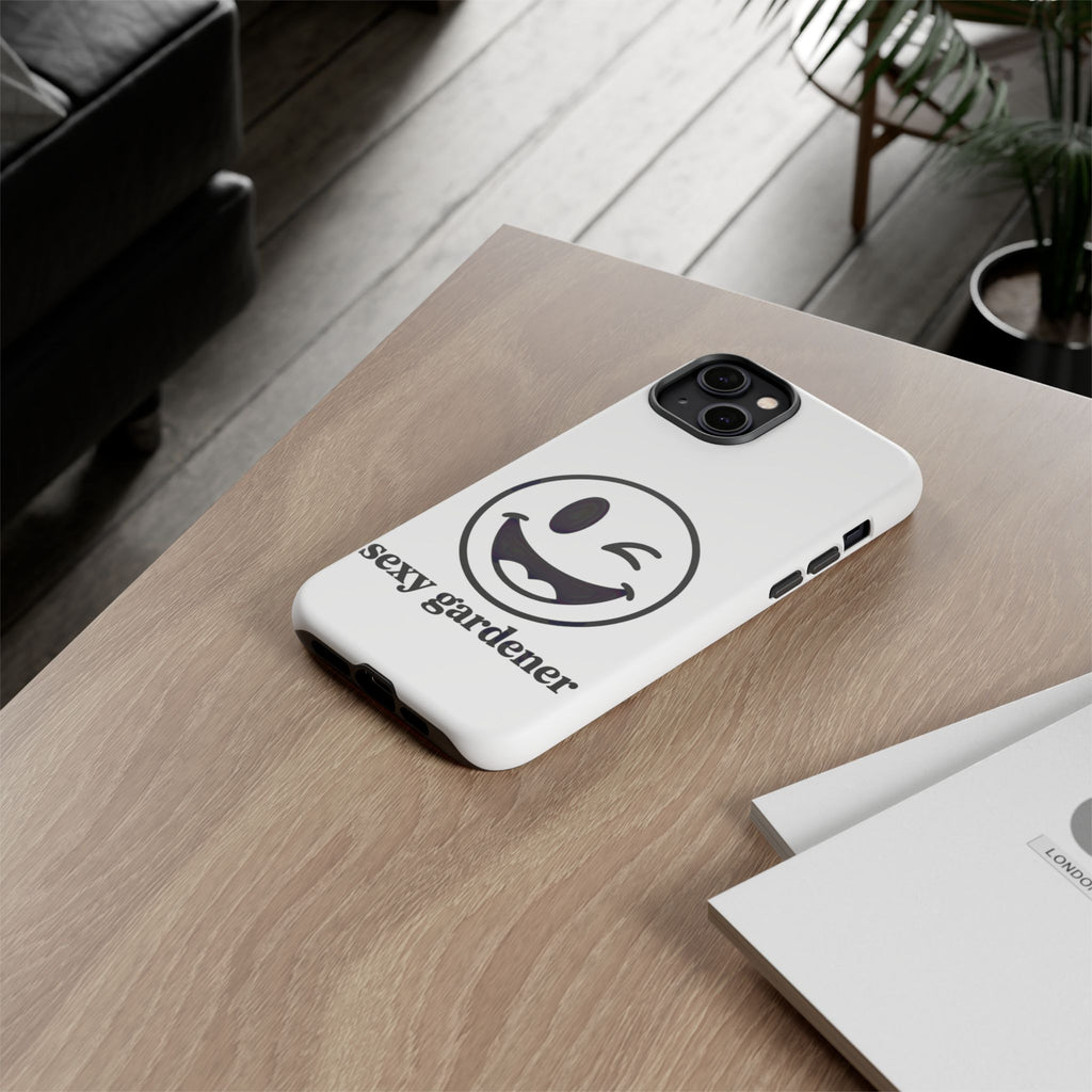 Phone Case — Winking Smiley “sexy gardener” Graphic