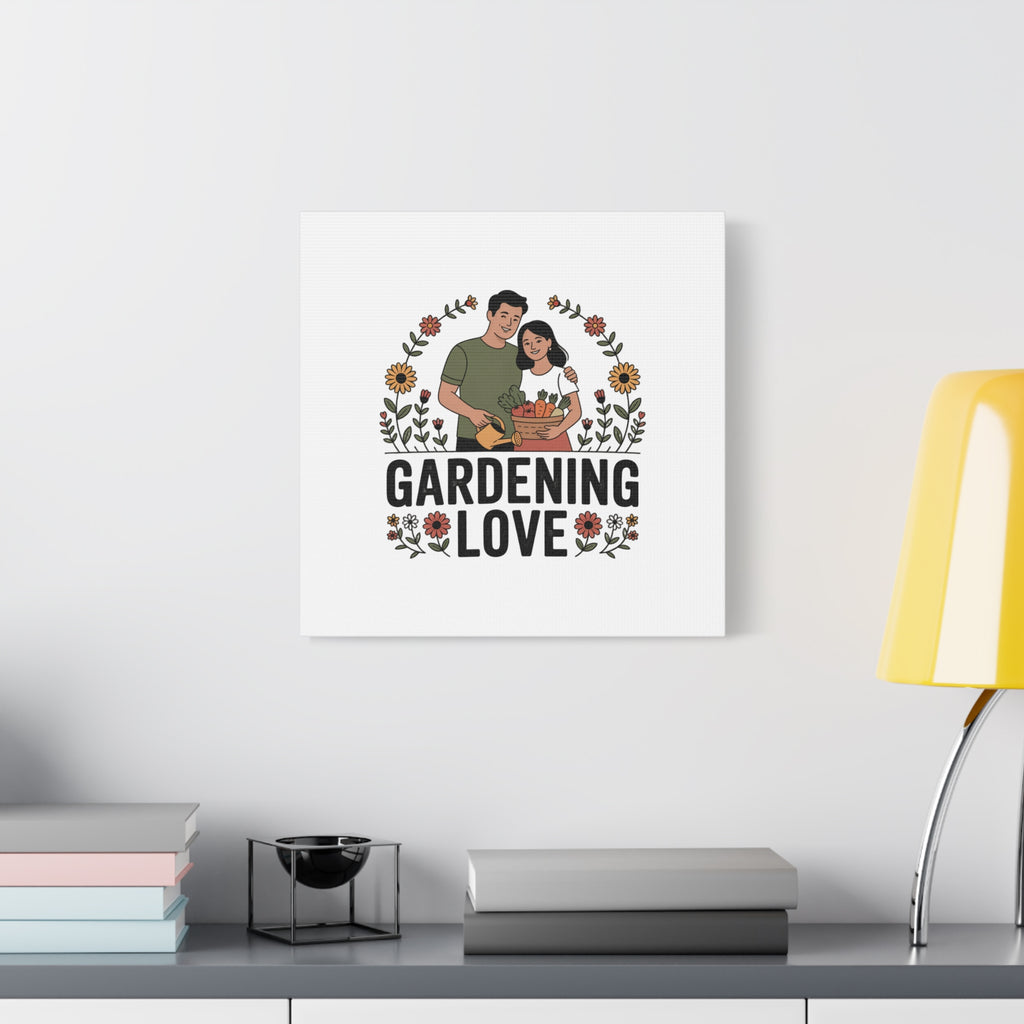 Gardening Love Canvas Print — Couple Gardening Wall Art
